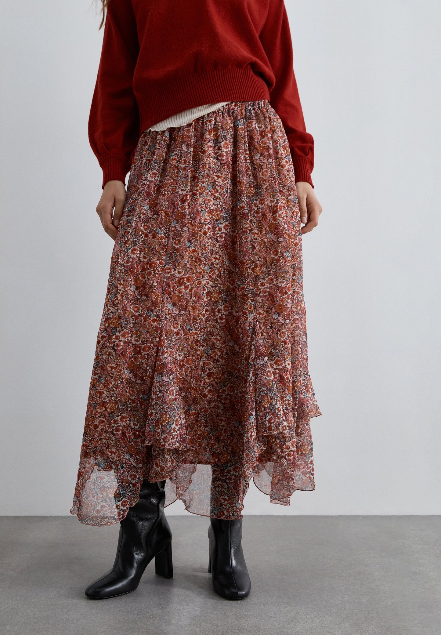 LONG FLORAL PRINT SKIRT