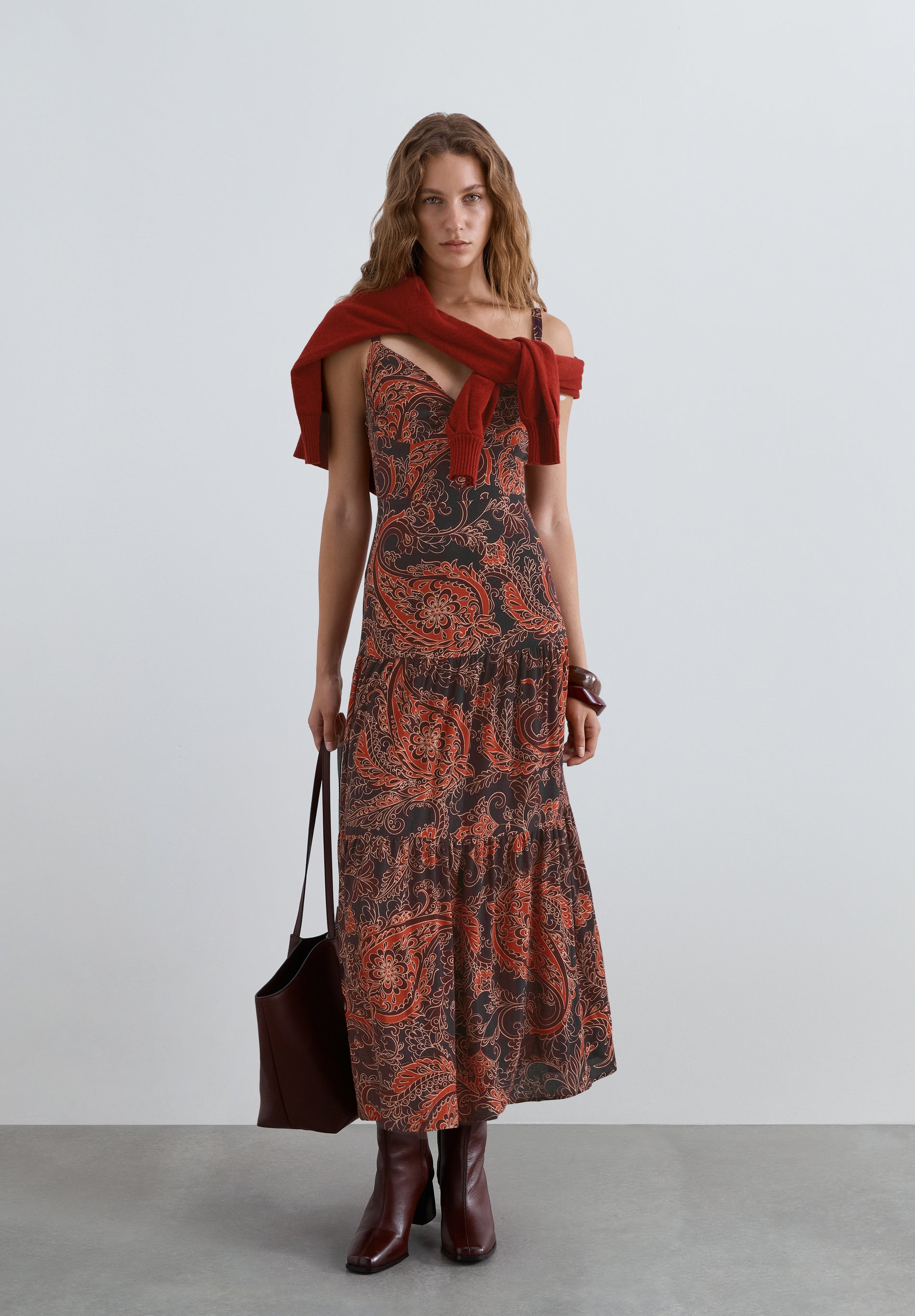 TEXTURED PRINT DRESS