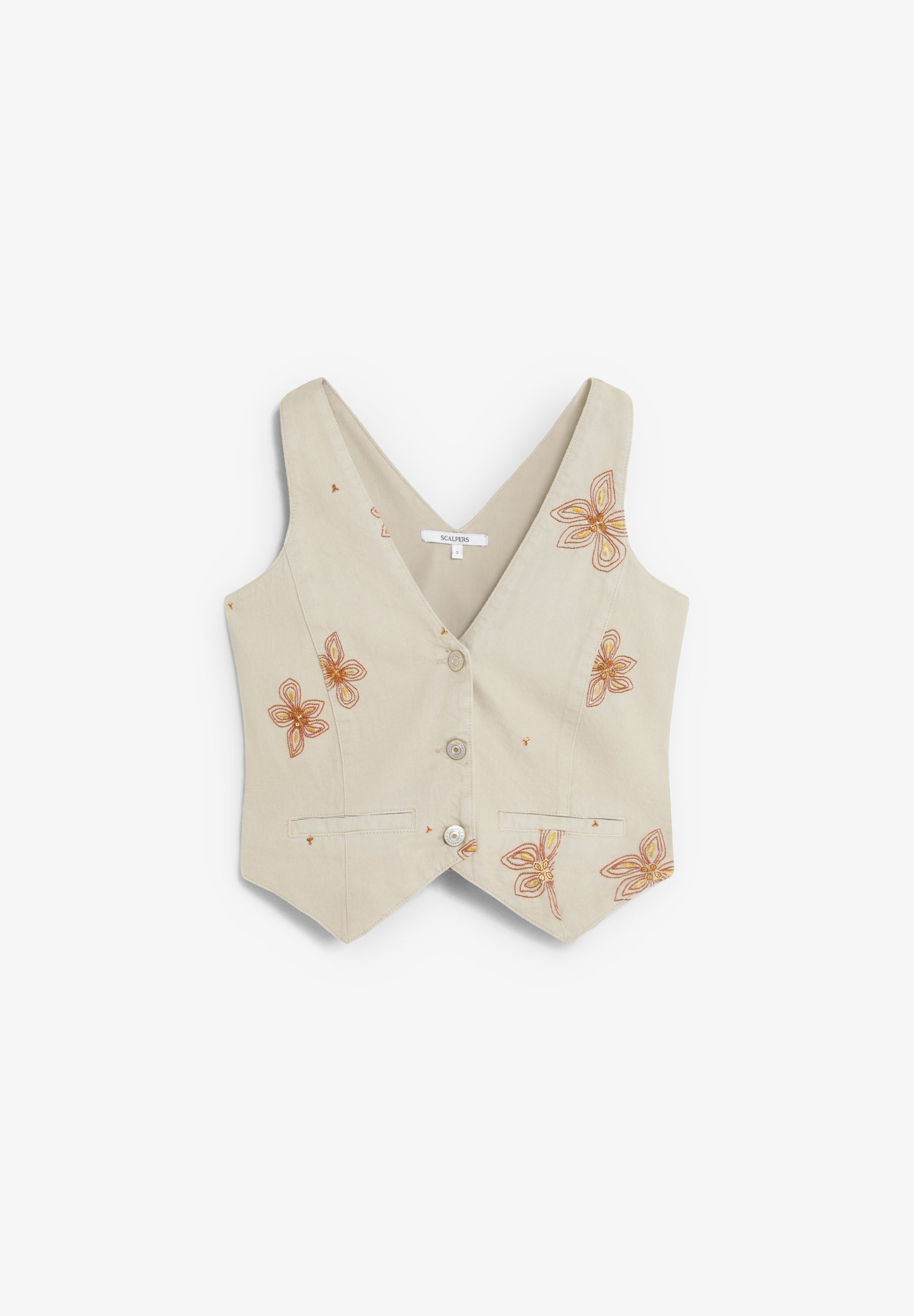 SCNEWEMB FLOWER DENIM VEST