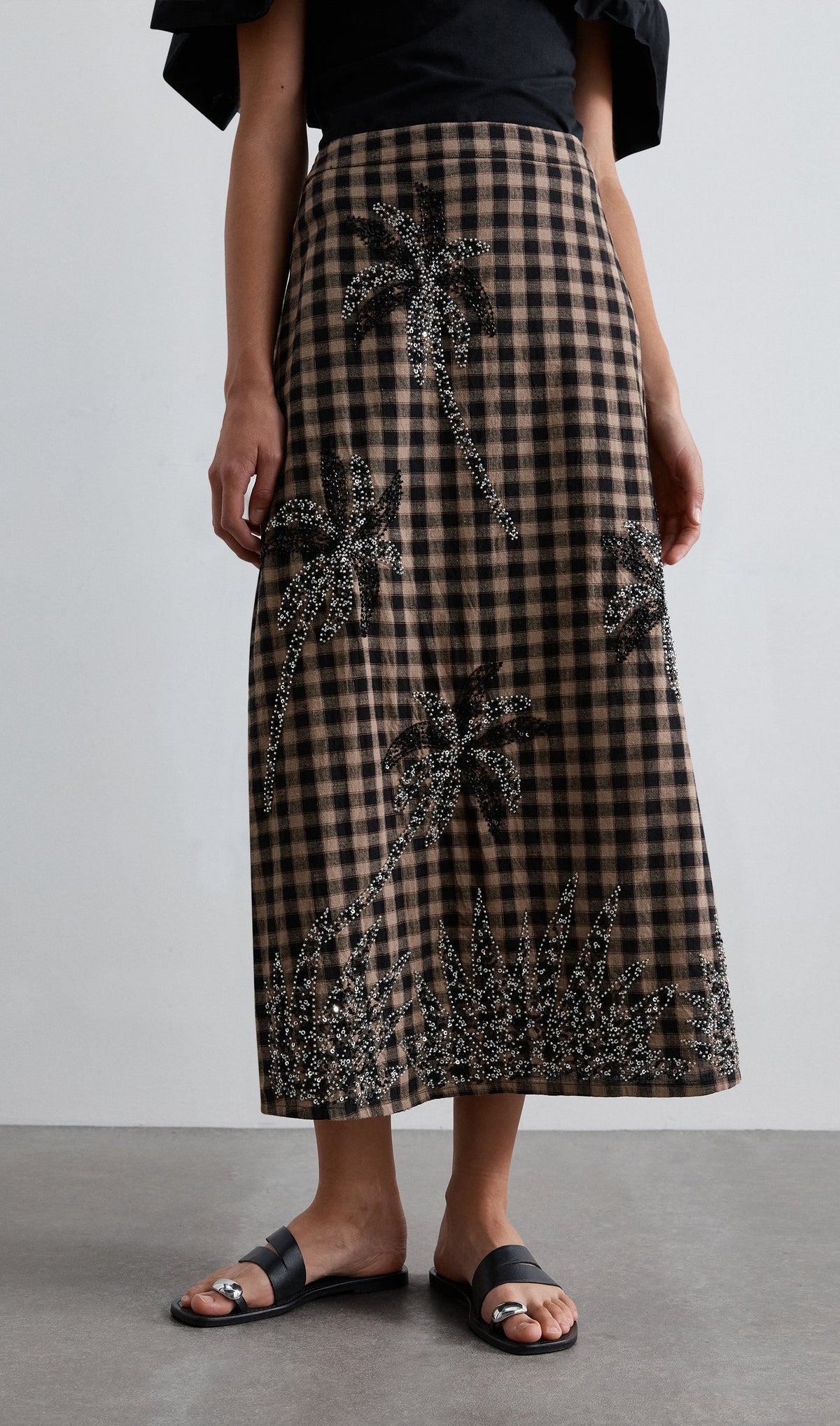 GINGHAM SKIRT WITH SEQUINS