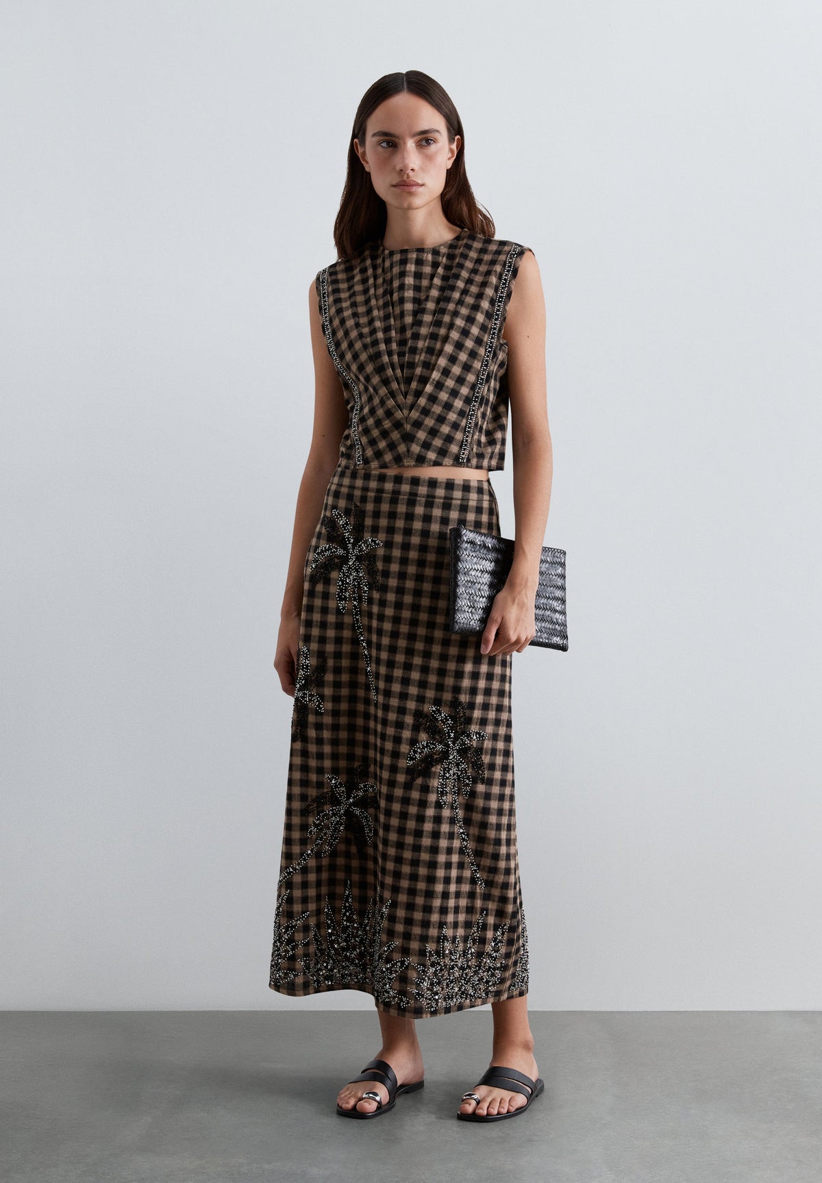 GINGHAM SKIRT WITH SEQUINS