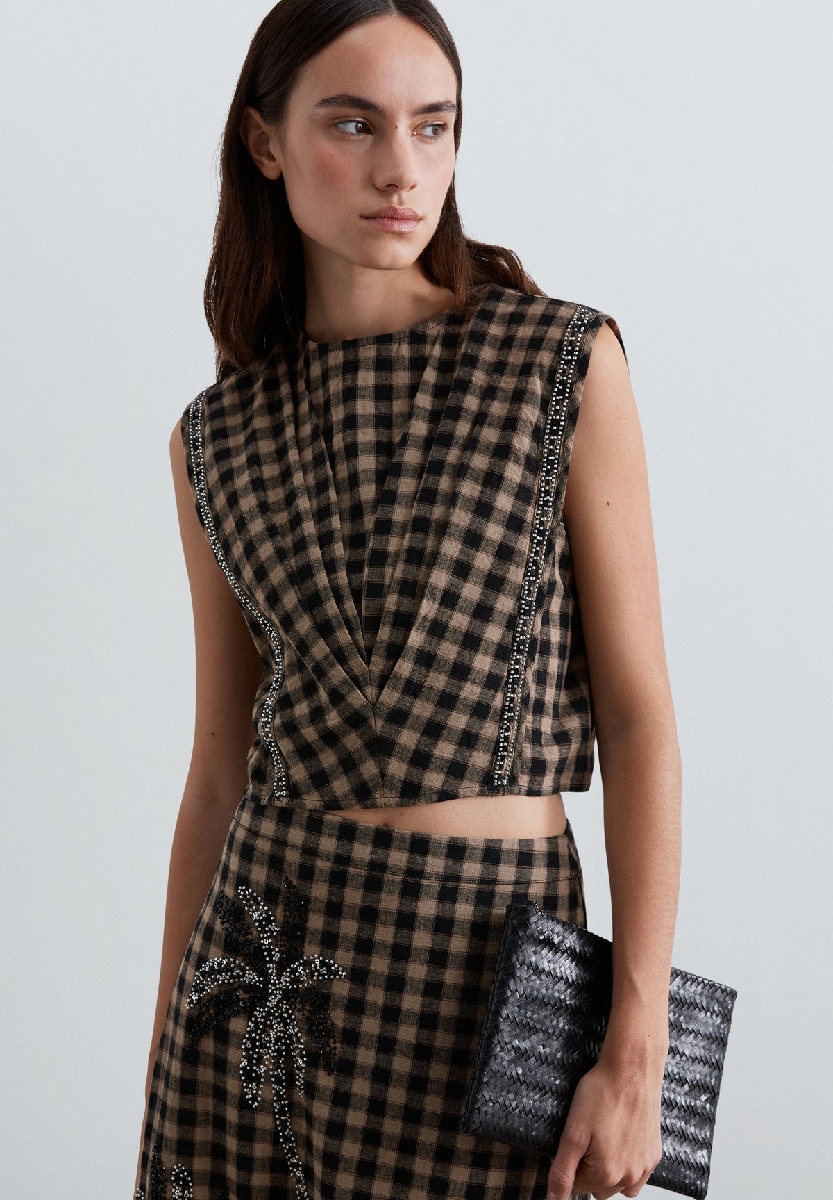 GINGHAM TOP WITH SEQUINS
