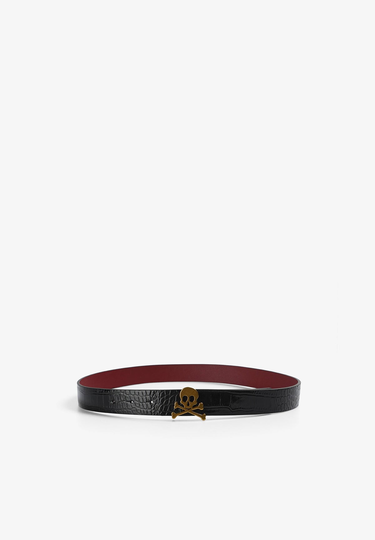 REVERSIBLE LEATHER BELT WITH SKULL