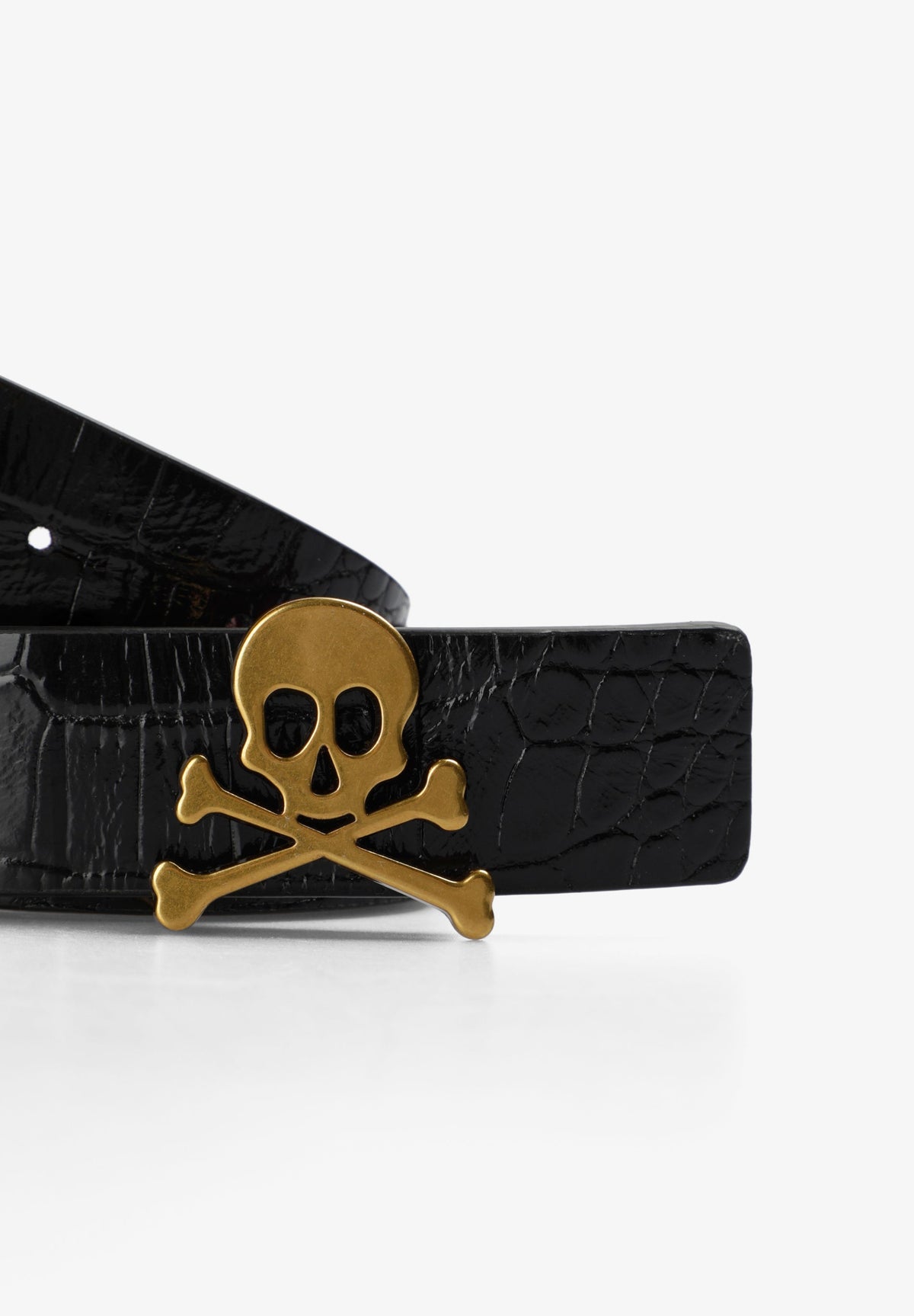 REVERSIBLE LEATHER BELT WITH SKULL
