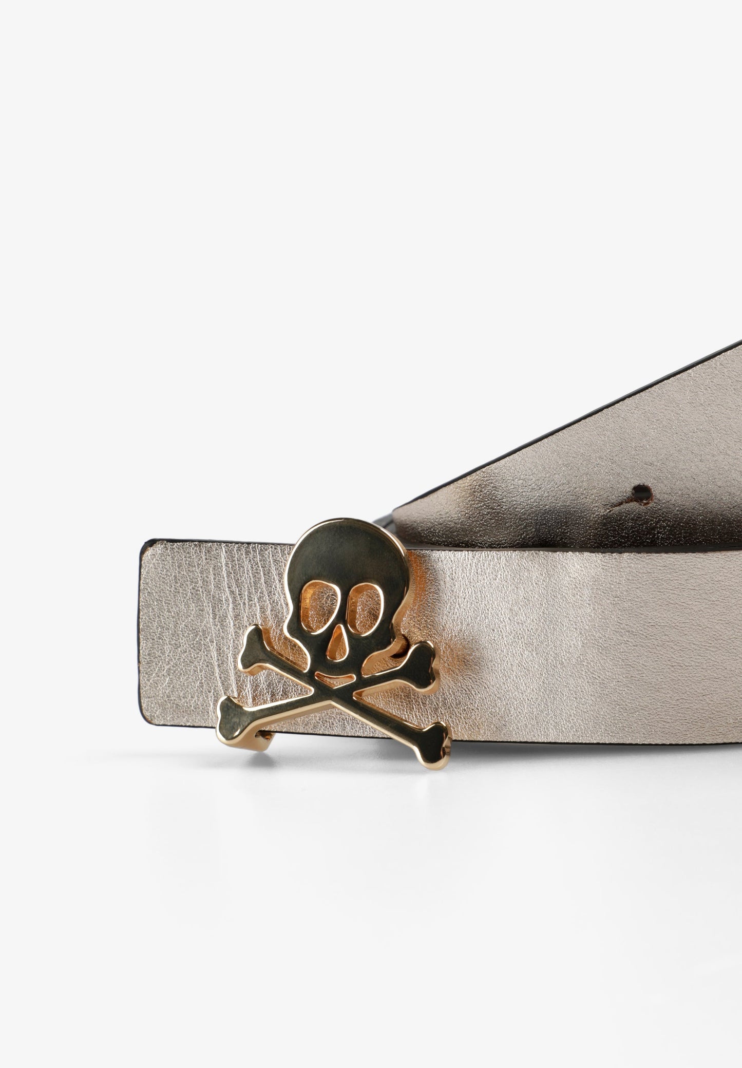 REVERSIBLE LEATHER BELT WITH SKULL