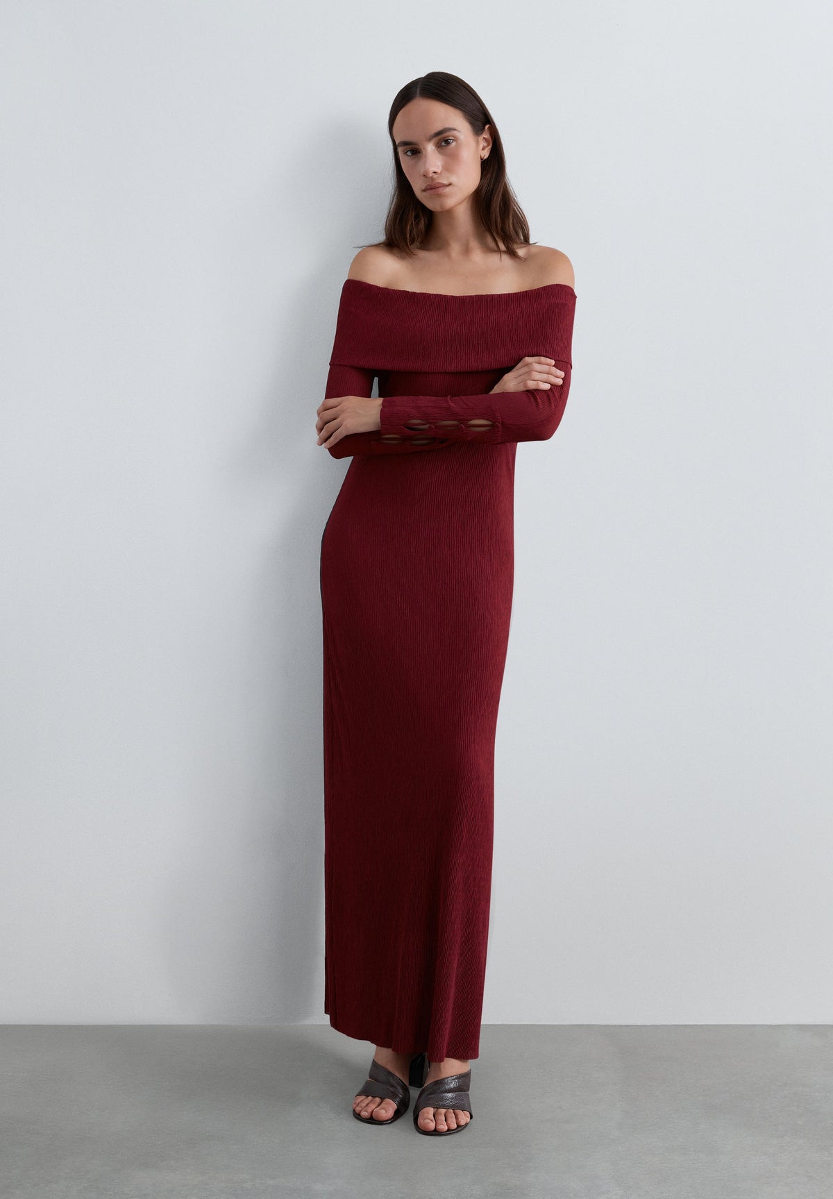 BARDOT NECKLINE KNIT DRESS