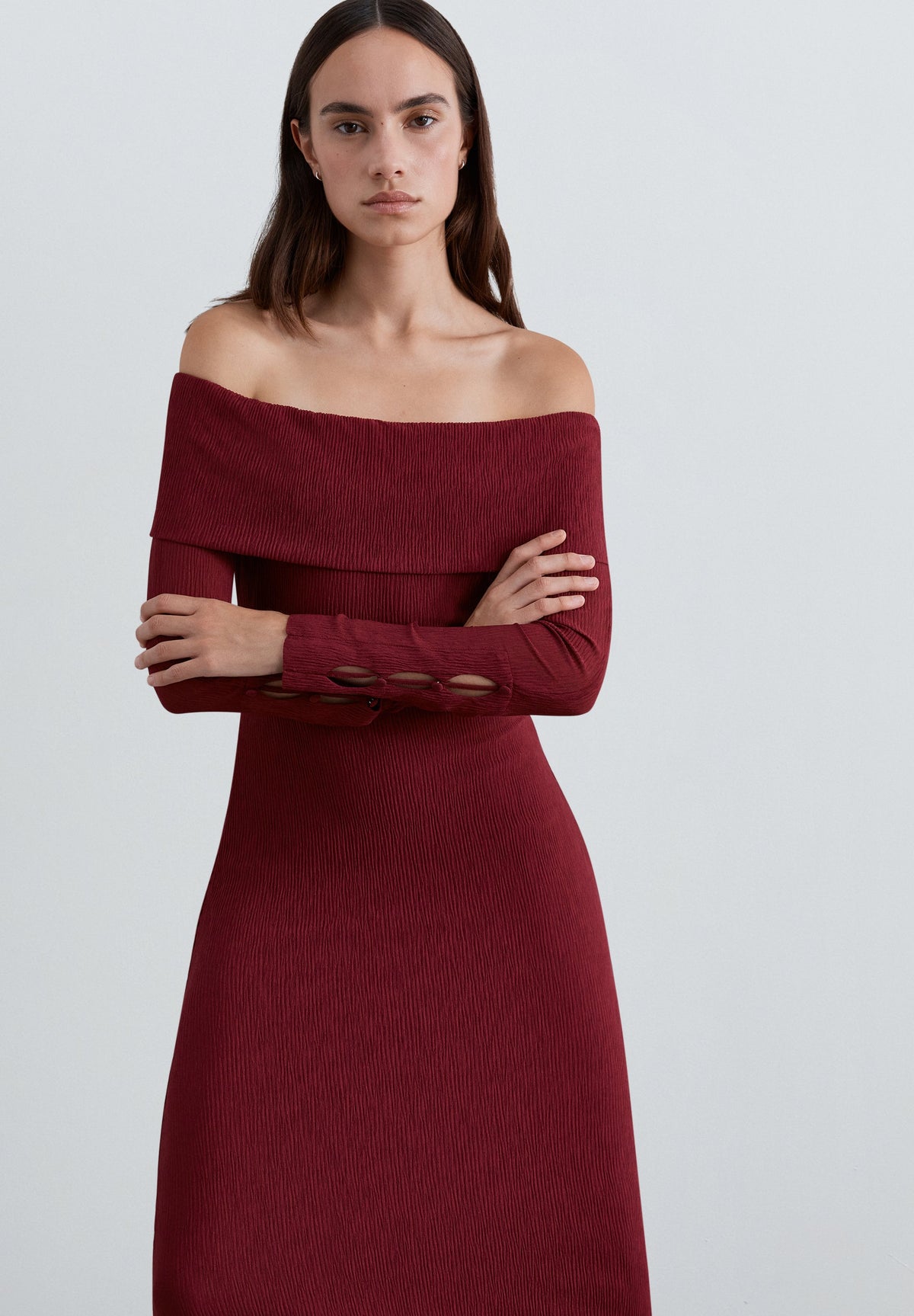 BARDOT NECKLINE KNIT DRESS