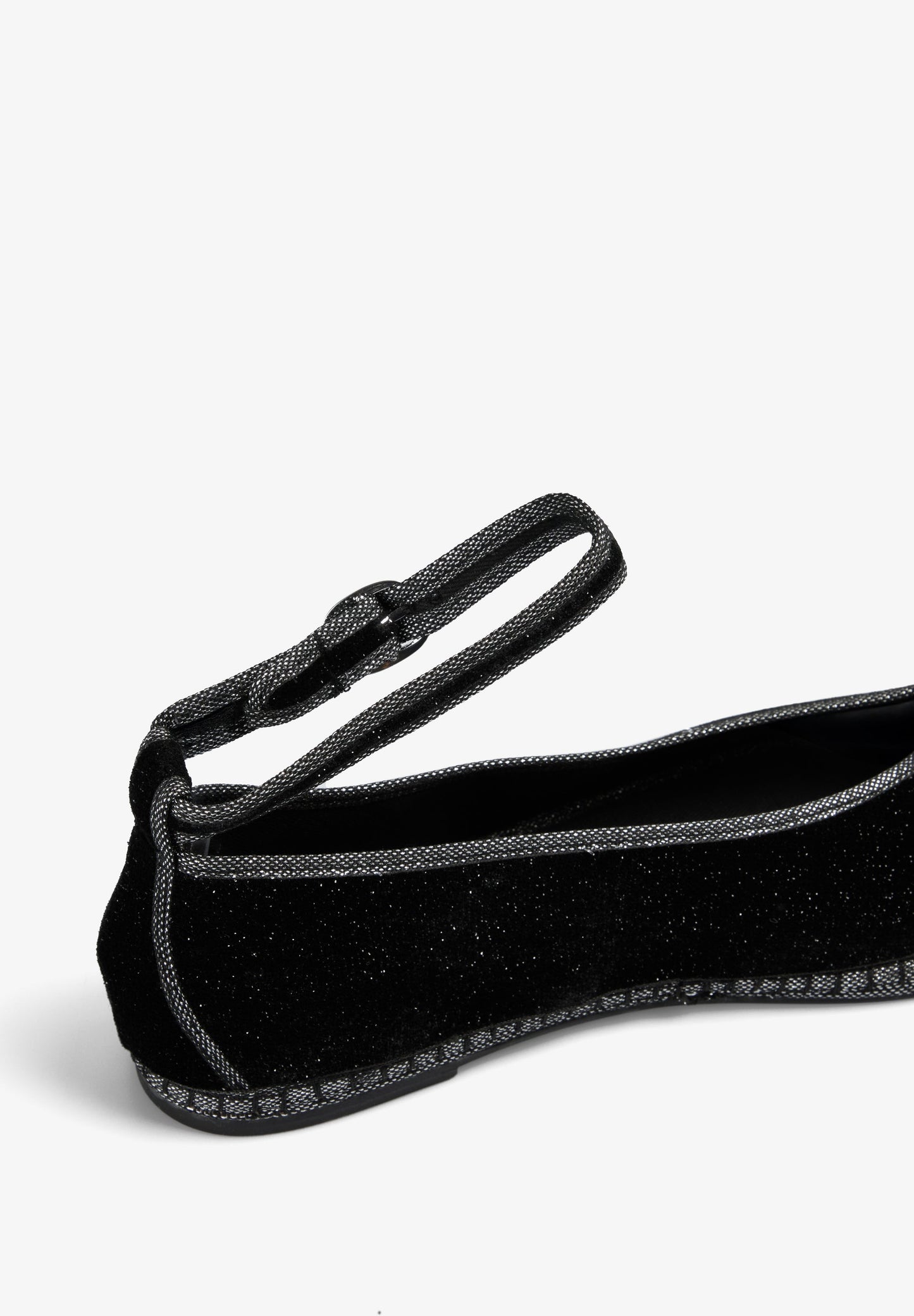 VELVET ANKLE STRAP BALLET FLATS