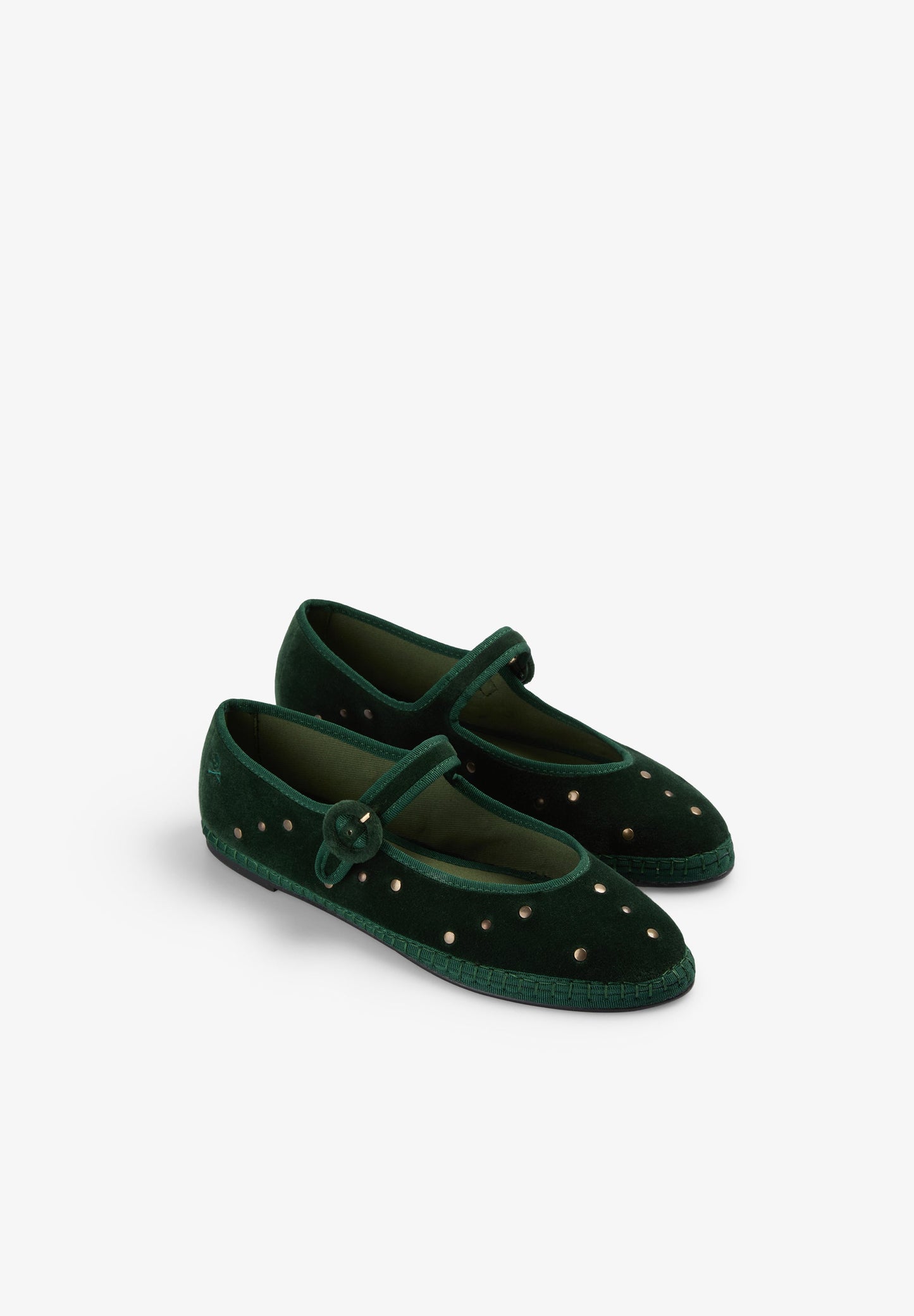 STUDDED VELVET BALLET FLATS
