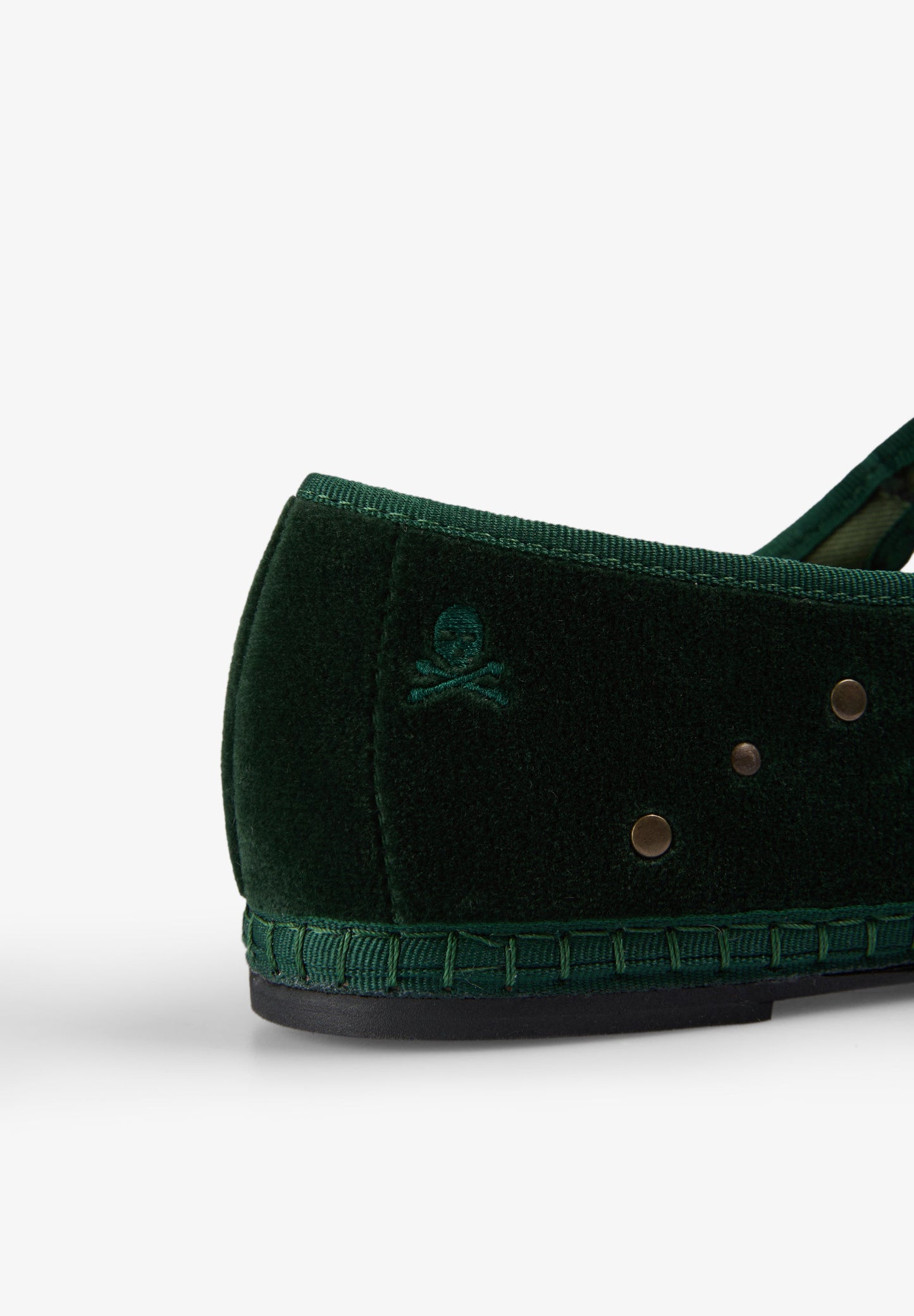 STUDDED VELVET BALLET FLATS