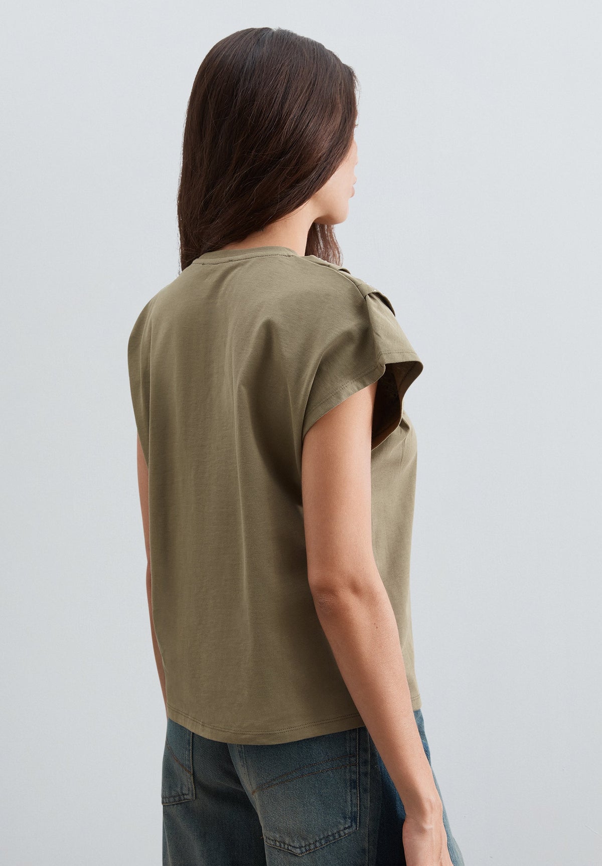 PLEATED DETAIL T-SHIRT WITH STUDS