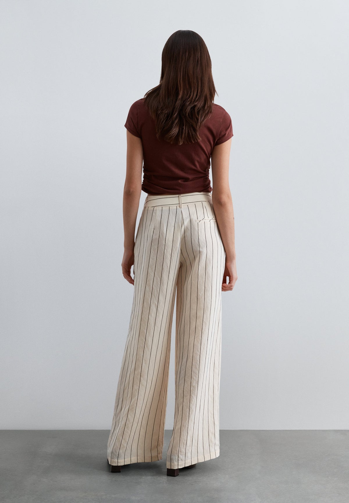 STRIPED WIDE LEG TROUSERS