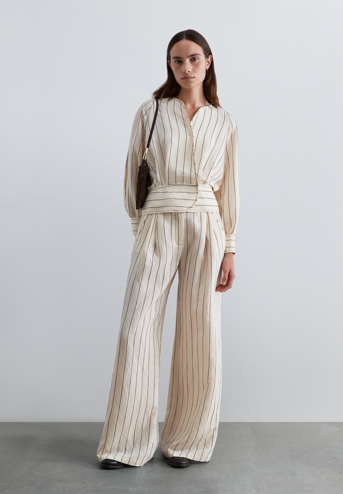 STRIPED WIDE LEG TROUSERS