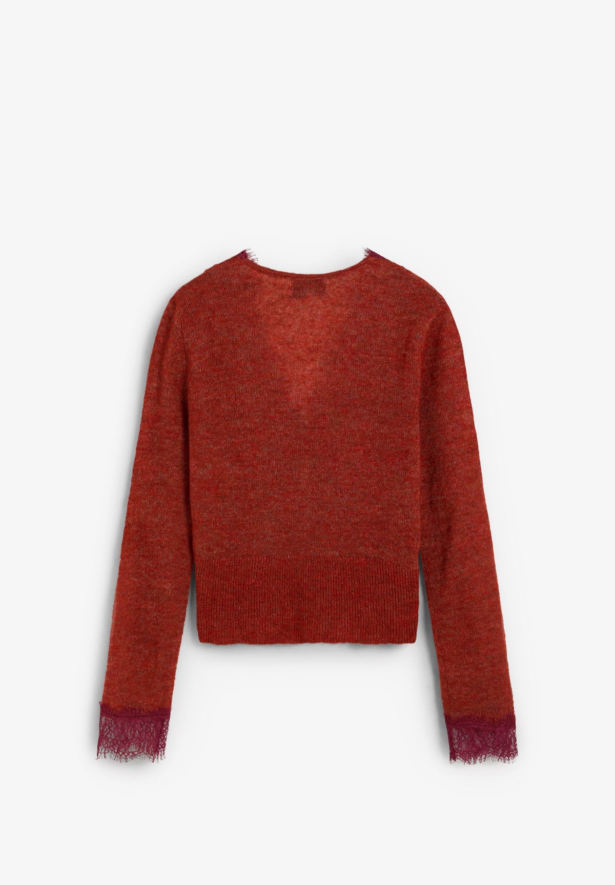 LACE TRIM KNIT CARDIGAN