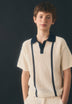 CONTRAST FINE-KNIT POLO SHIRT