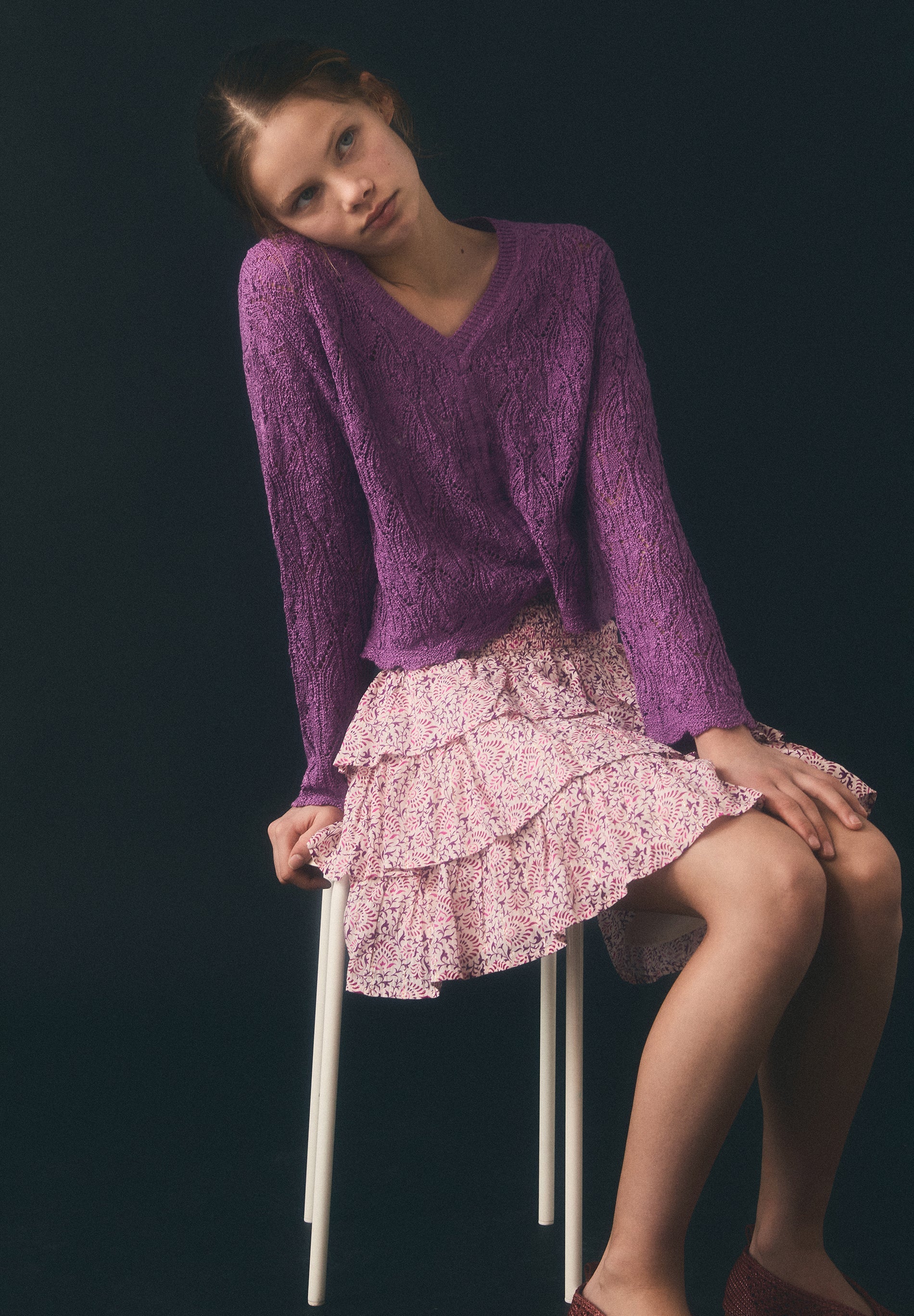 OPENWORK KNIT CARDIGAN