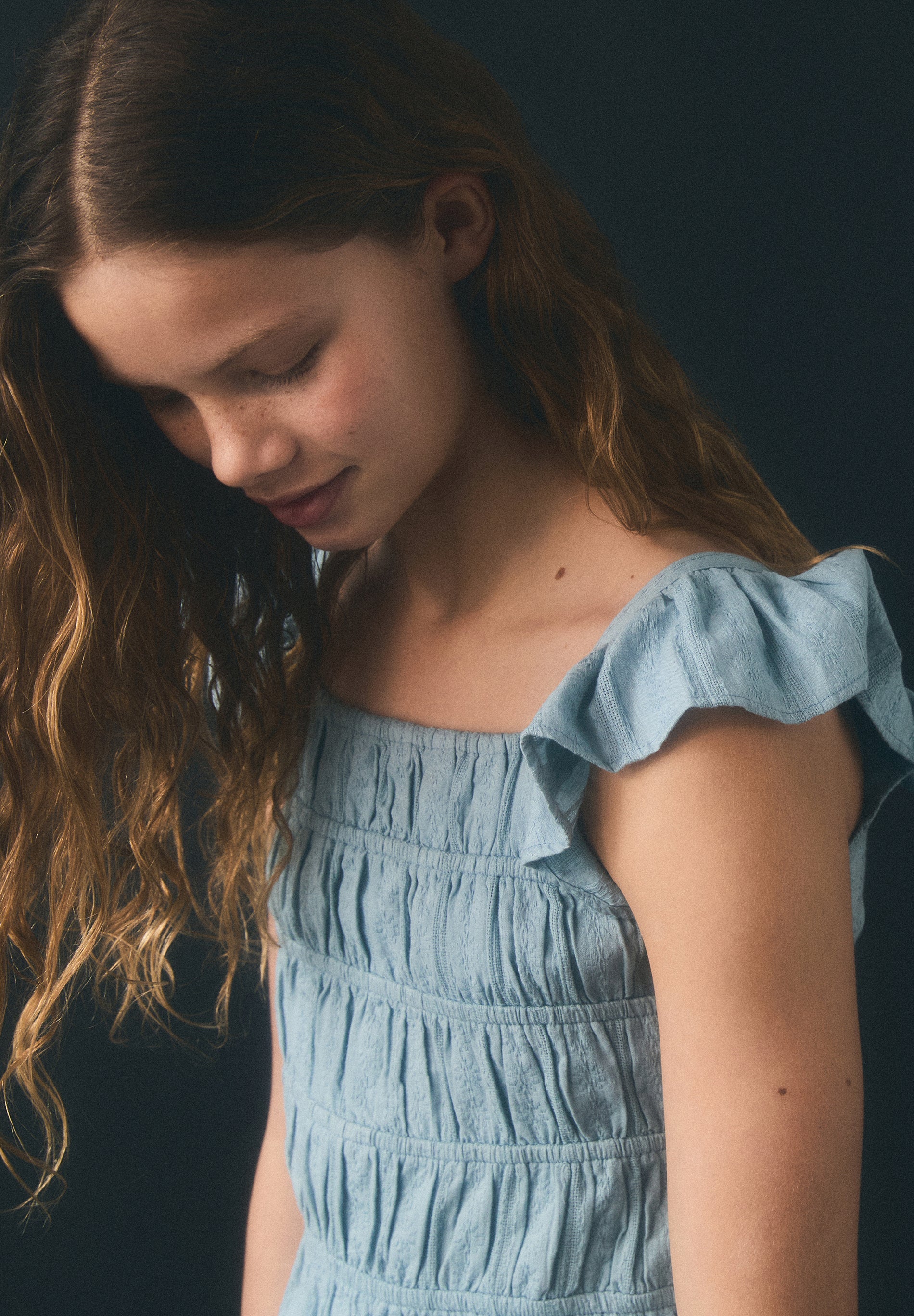 GATHERED BLOUSE WITH RUFFLES