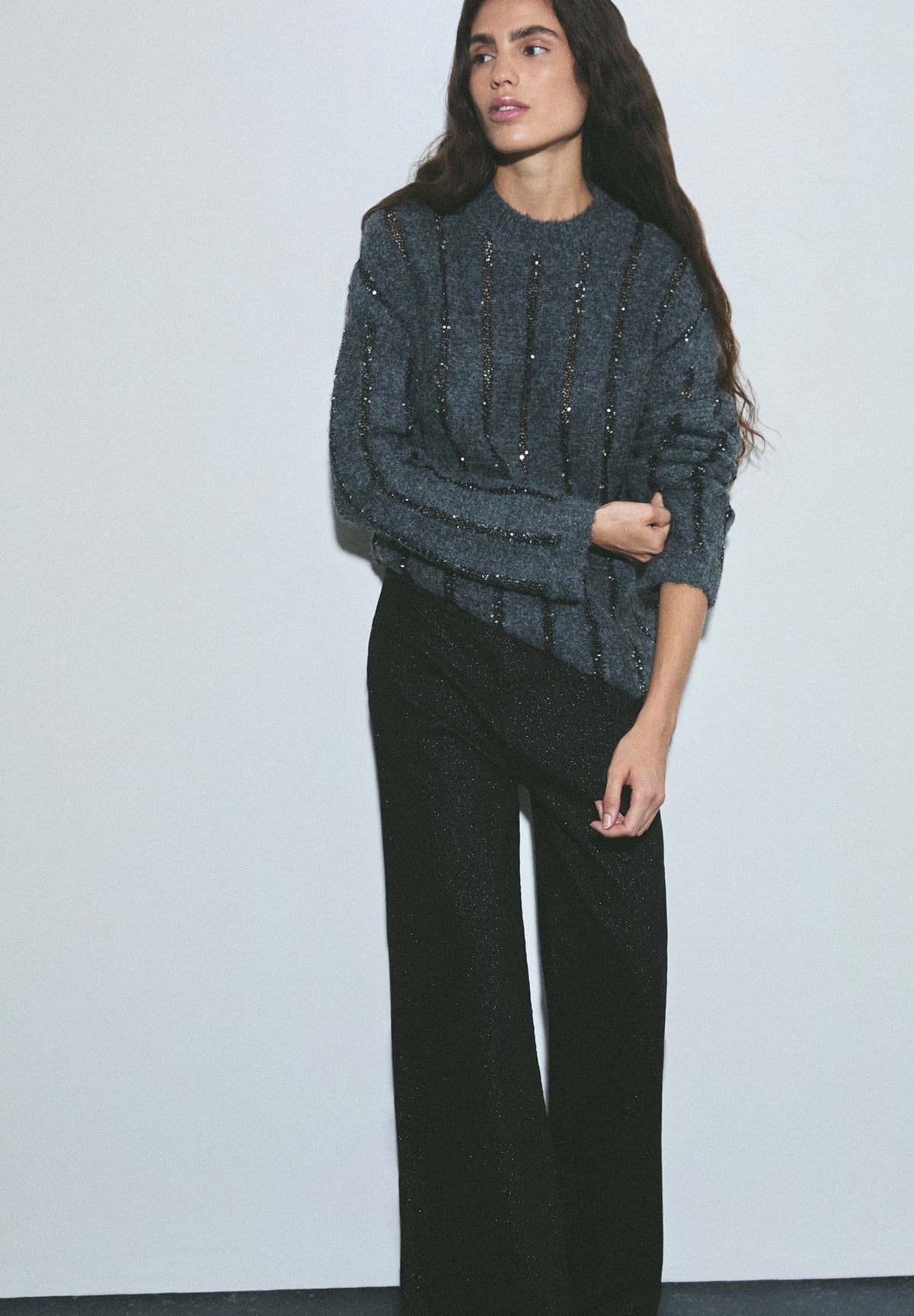 WIDE LEG GLITTER JEANS