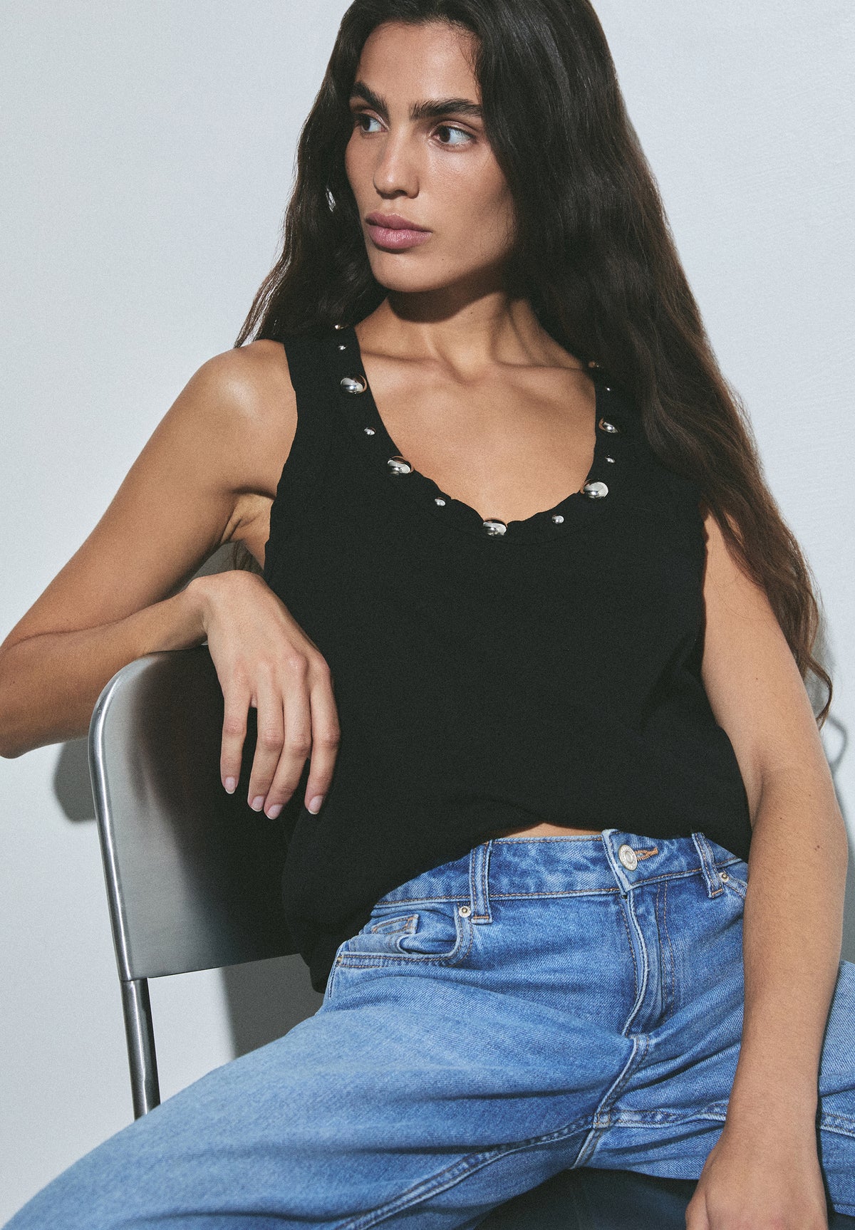 METALLIC DRAPED TOP