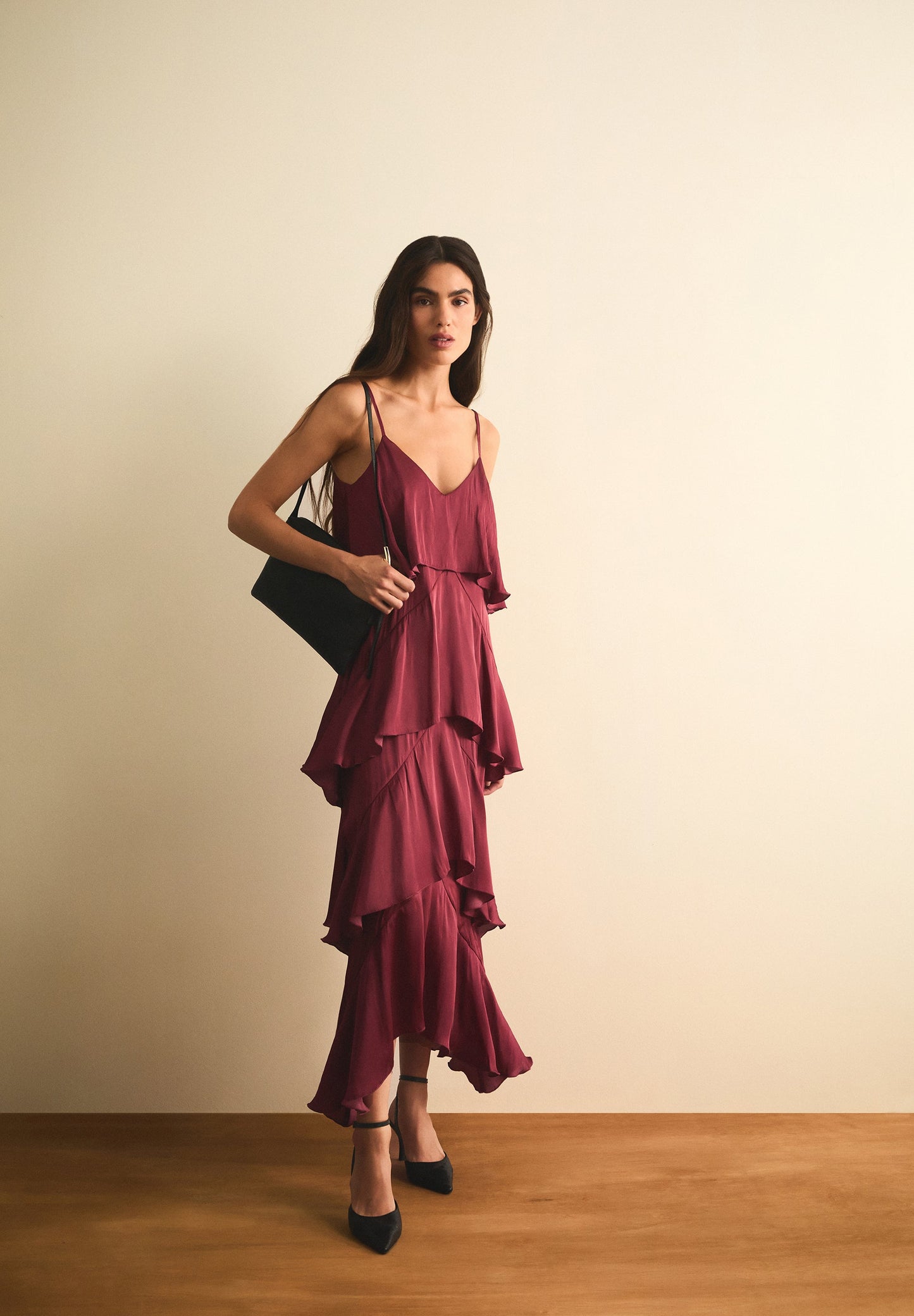 CAMISOLE DRESS WITH RUFFLES