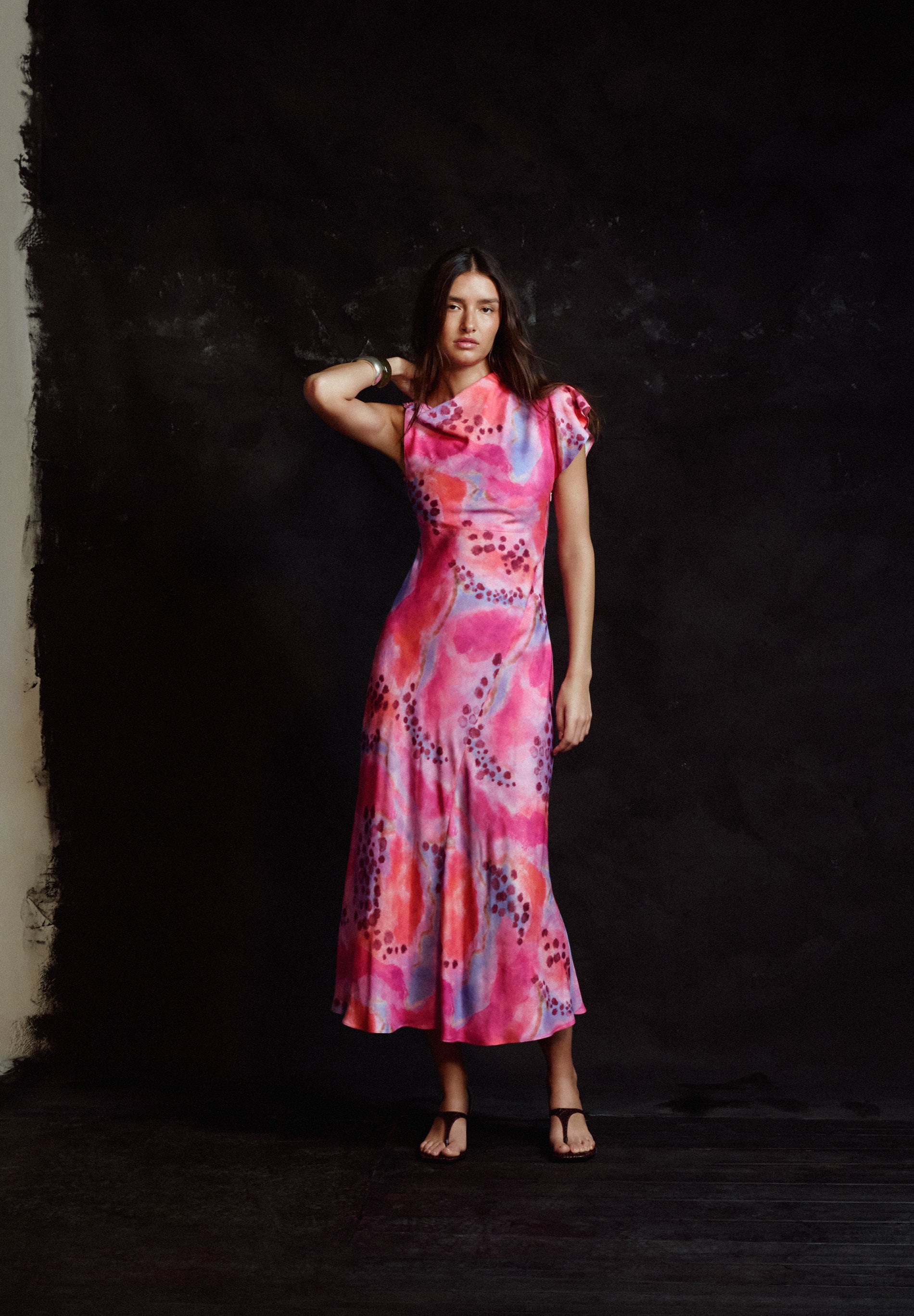 SATIN ASYMMETRIC DRESS