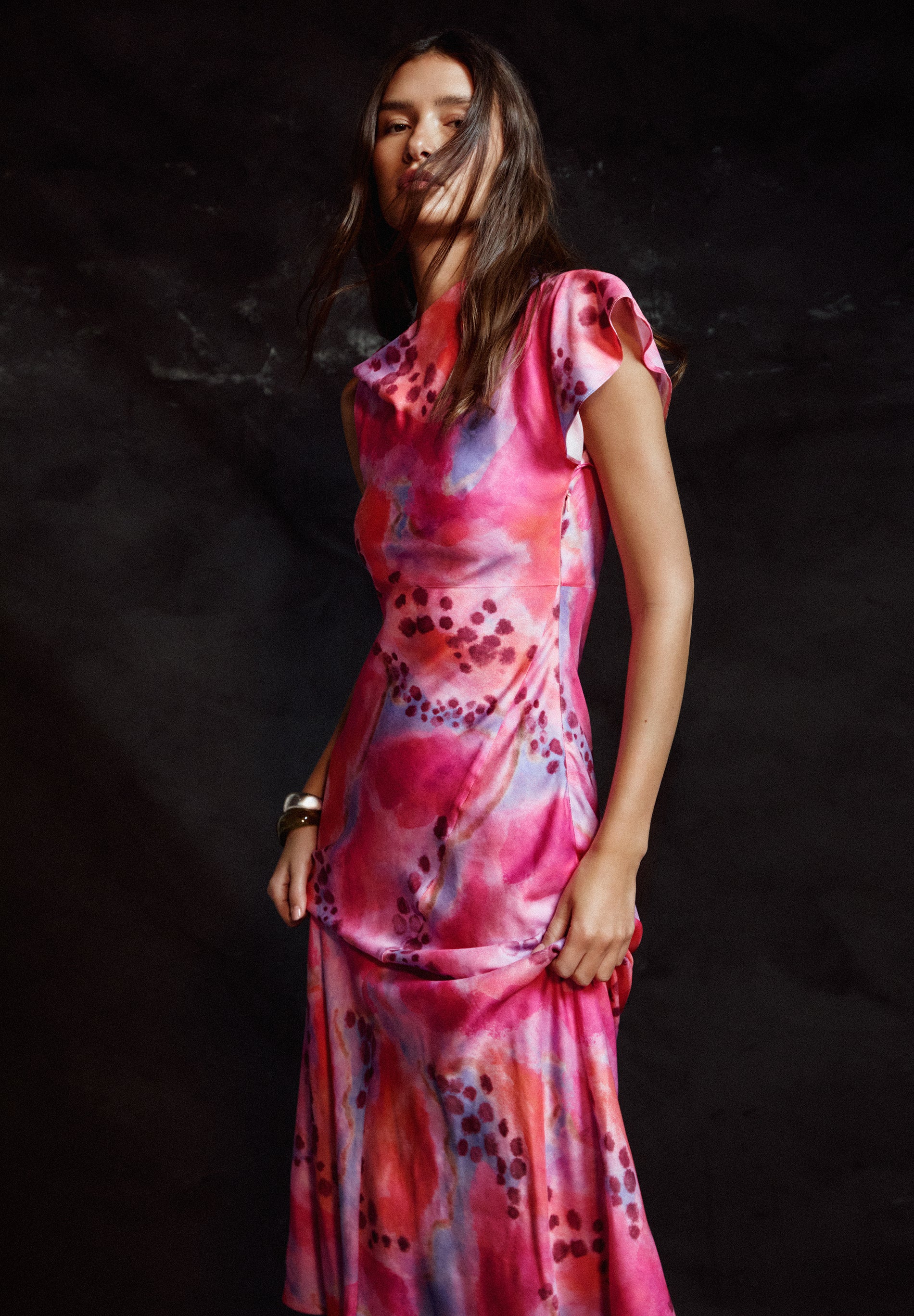 SATIN ASYMMETRIC DRESS