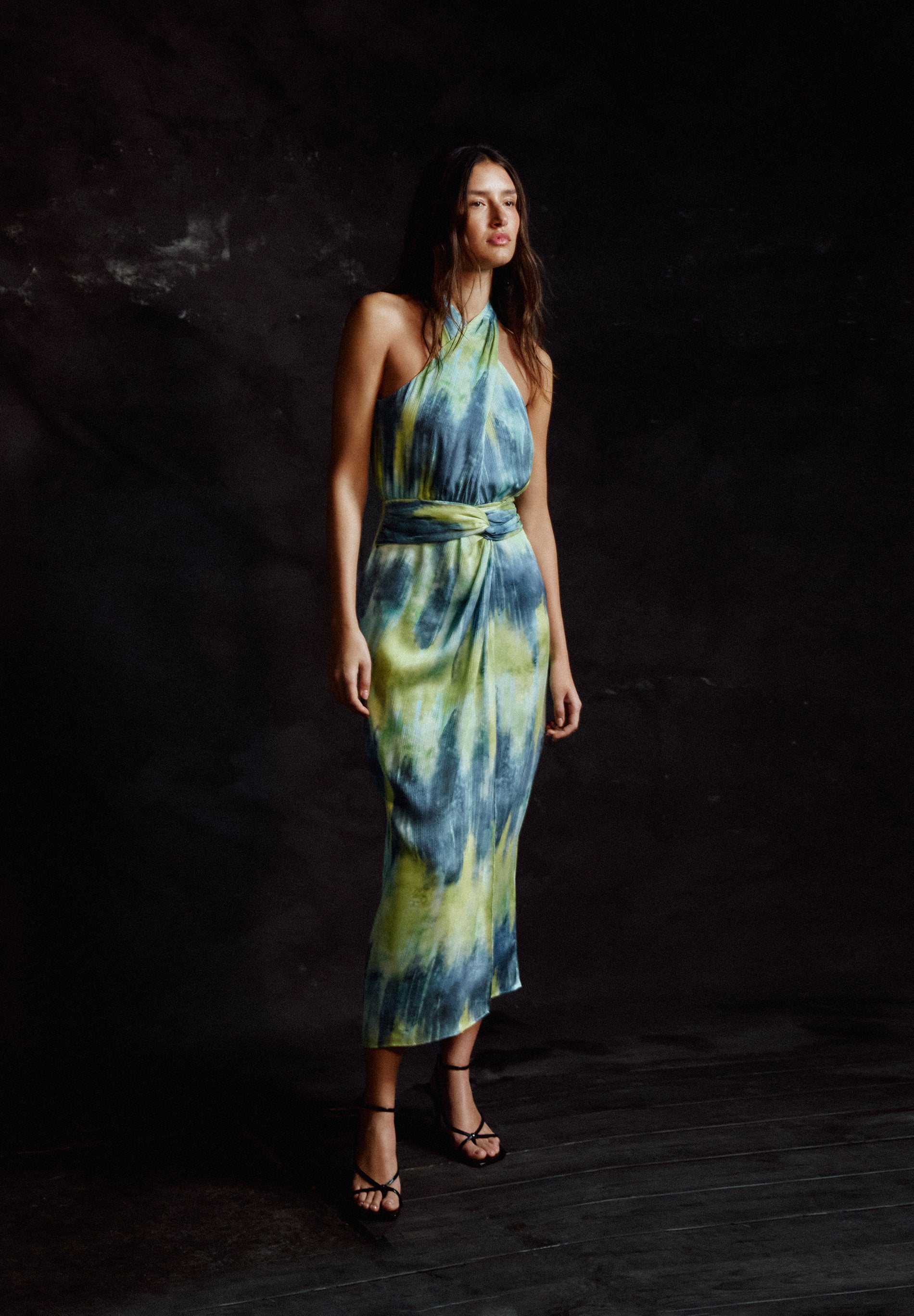 TIE DYE MIDI DRESS WITH KNOT