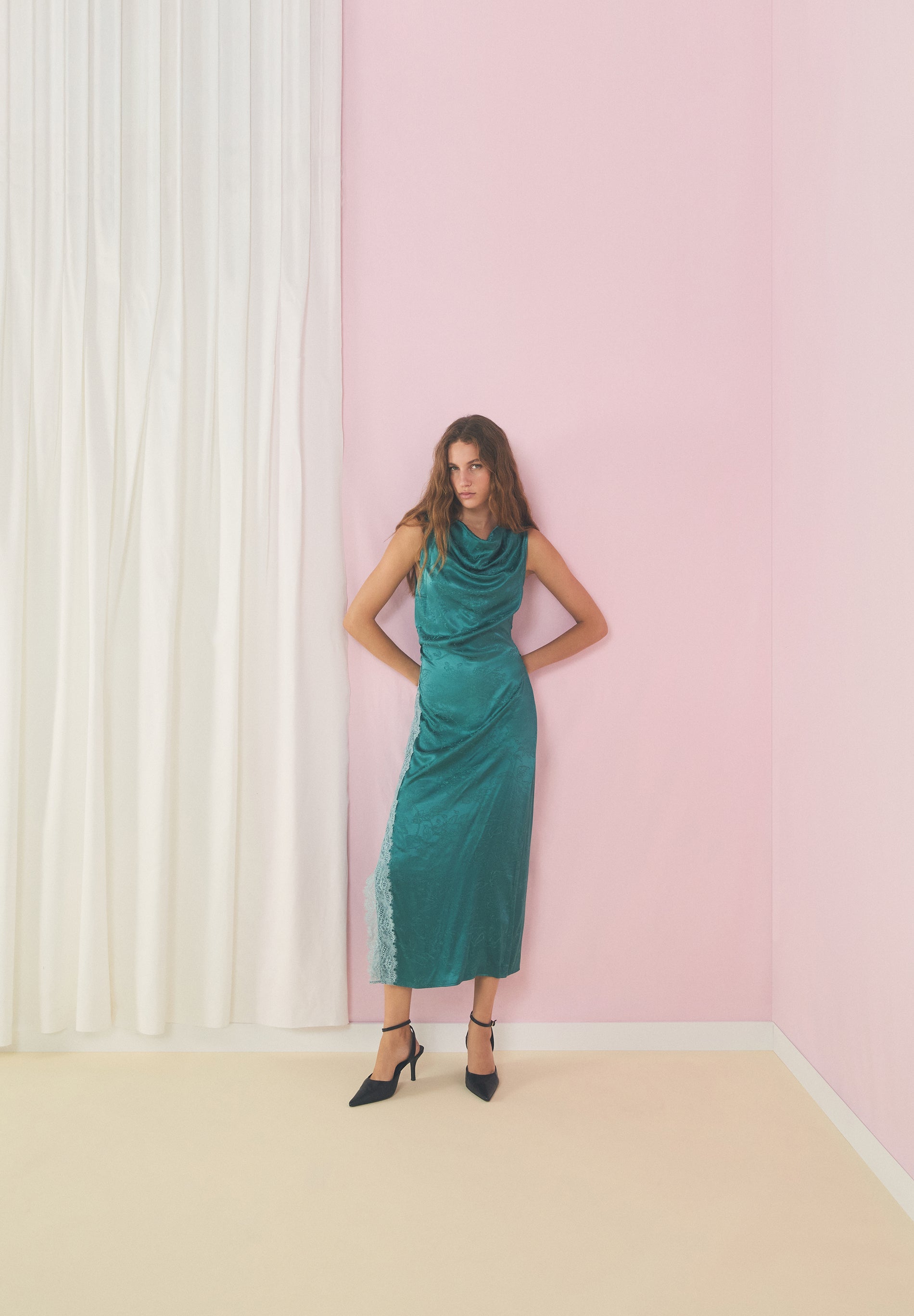JACQUARD DRESS WITH LACE