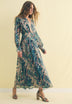 PRINTED DRAPED-WAIST DRESS