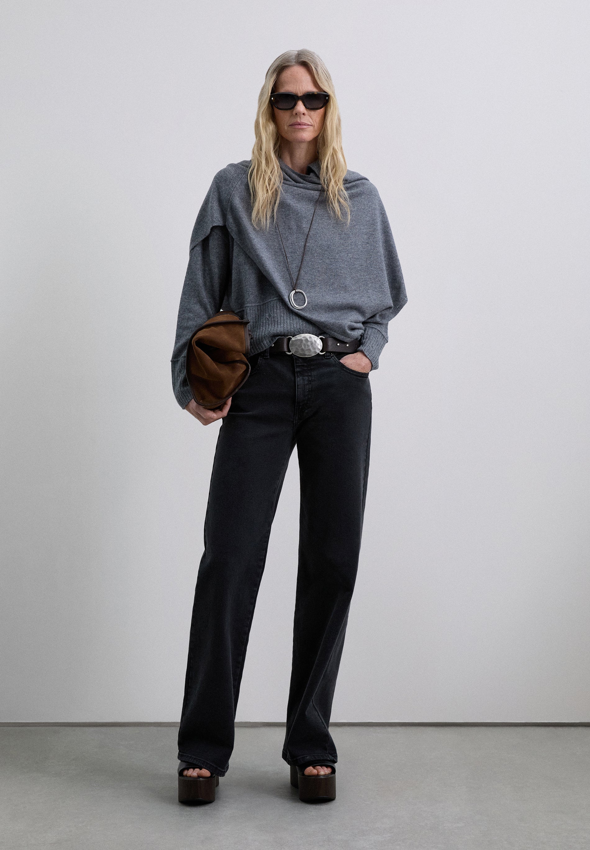 CONTRAST SUEDE TOTE BAG