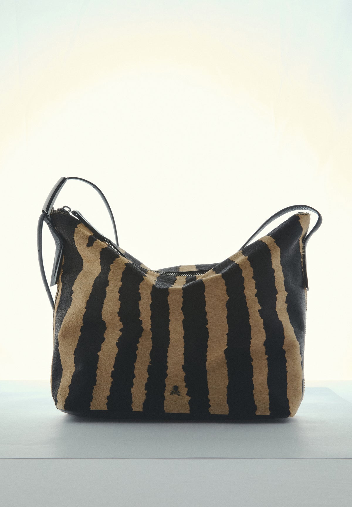 LEATHER SHOULDER BAG WITH HANDLE DETAILS