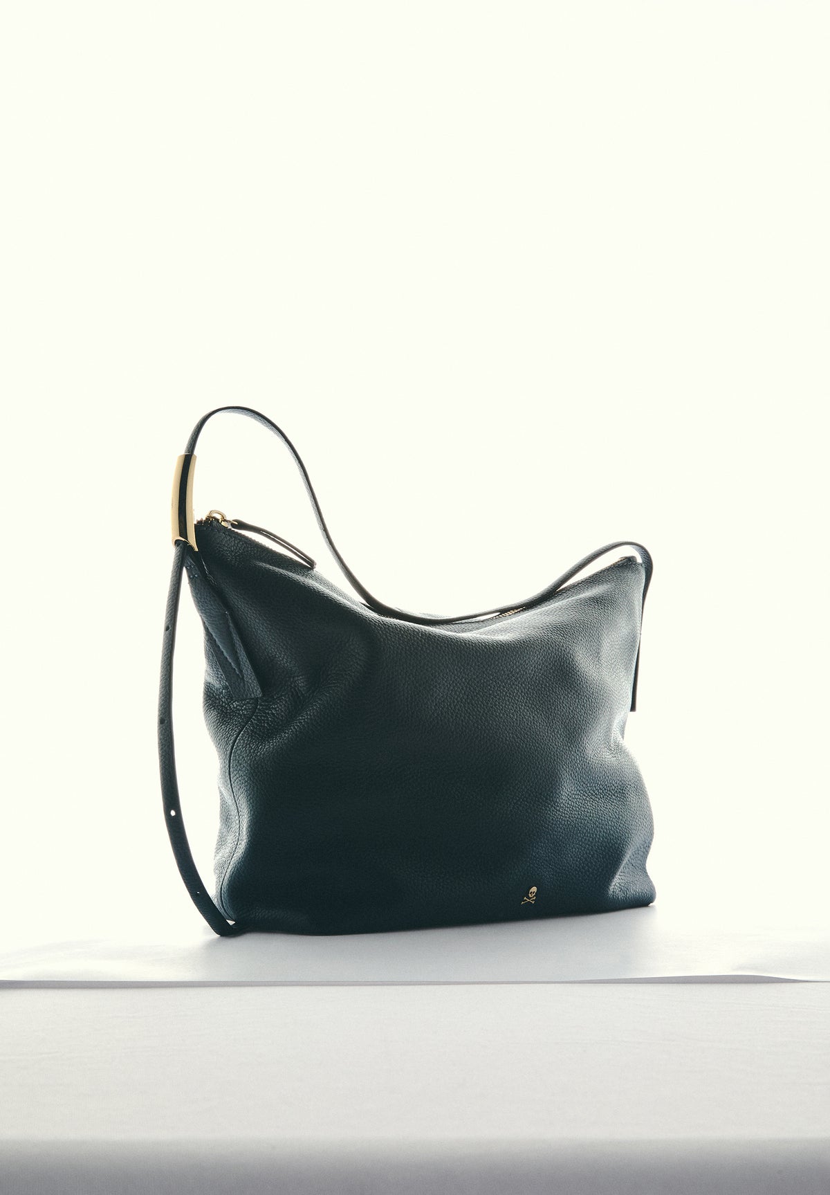 LEATHER SHOULDER BAG WITH HANDLE DETAILS