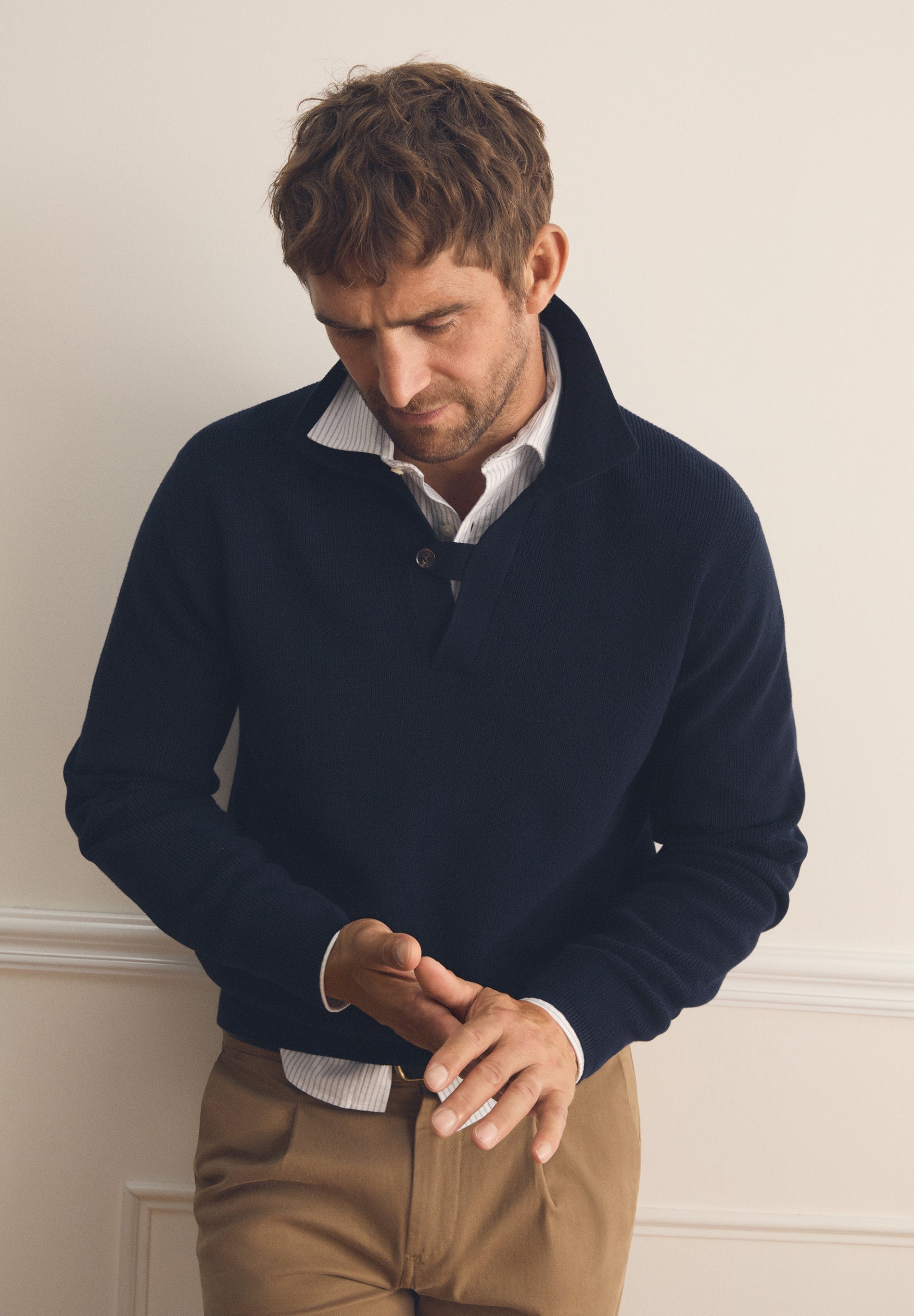 SWEATER WITH TRICOT COLLAR