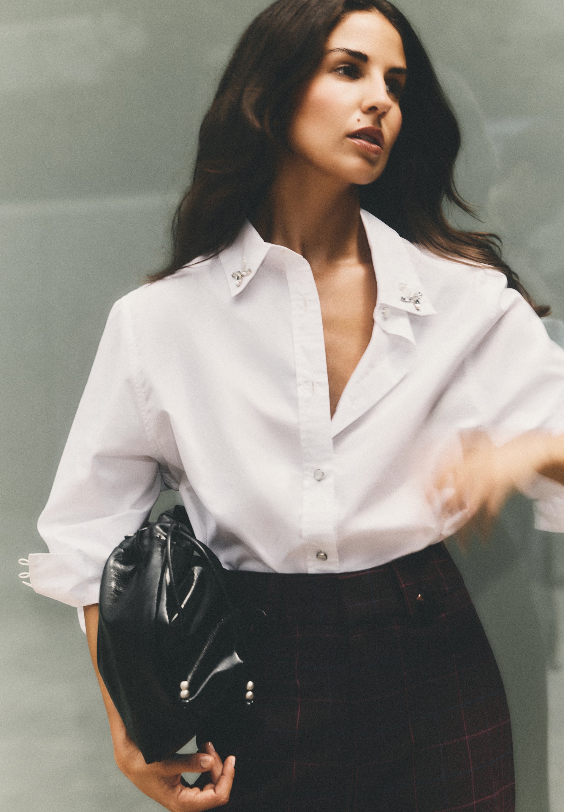 POPLIN SHIRT WITH COLLAR DETAIL