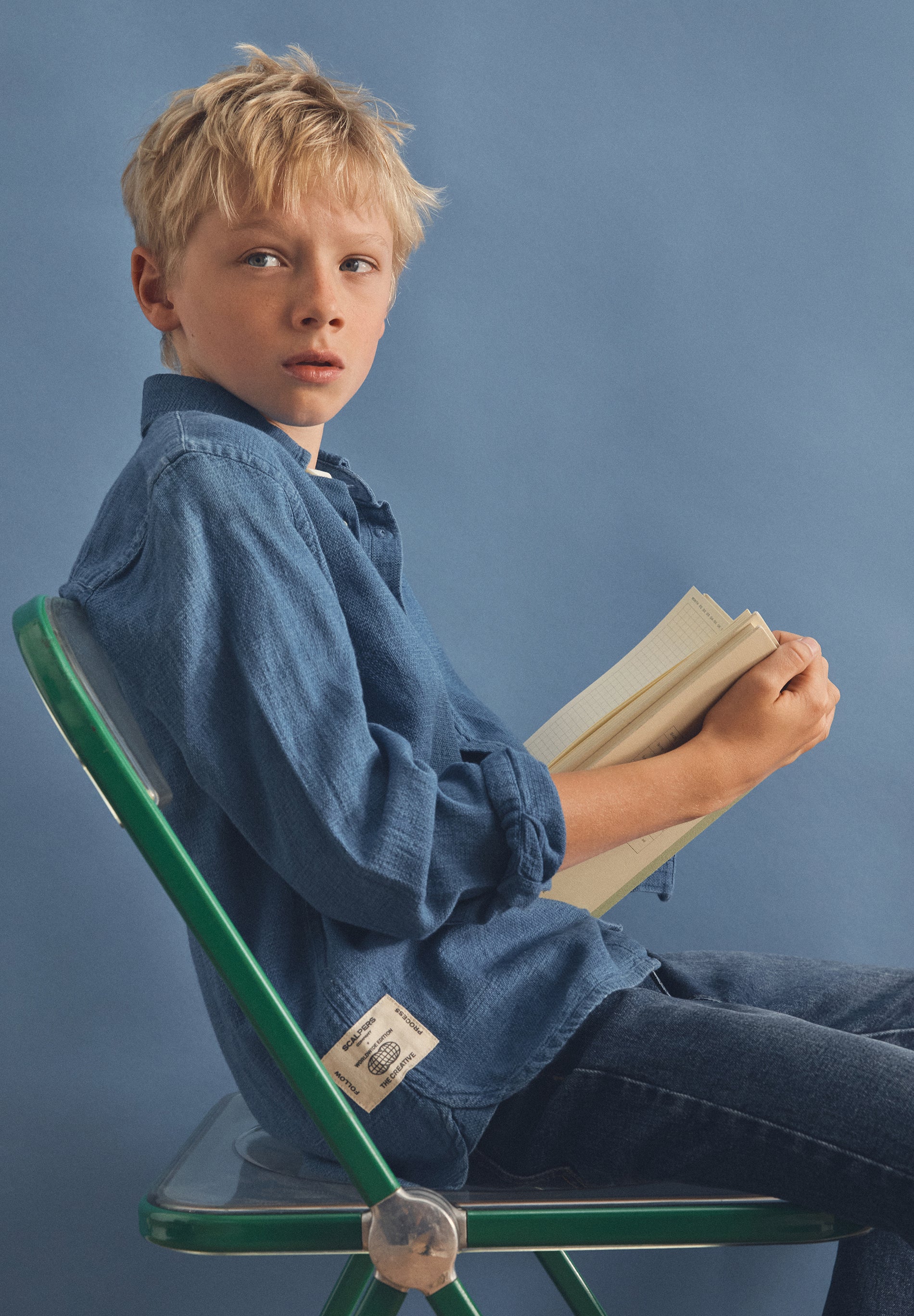 DENIM SHIRT WITH BUTTON-DOWN COLLAR