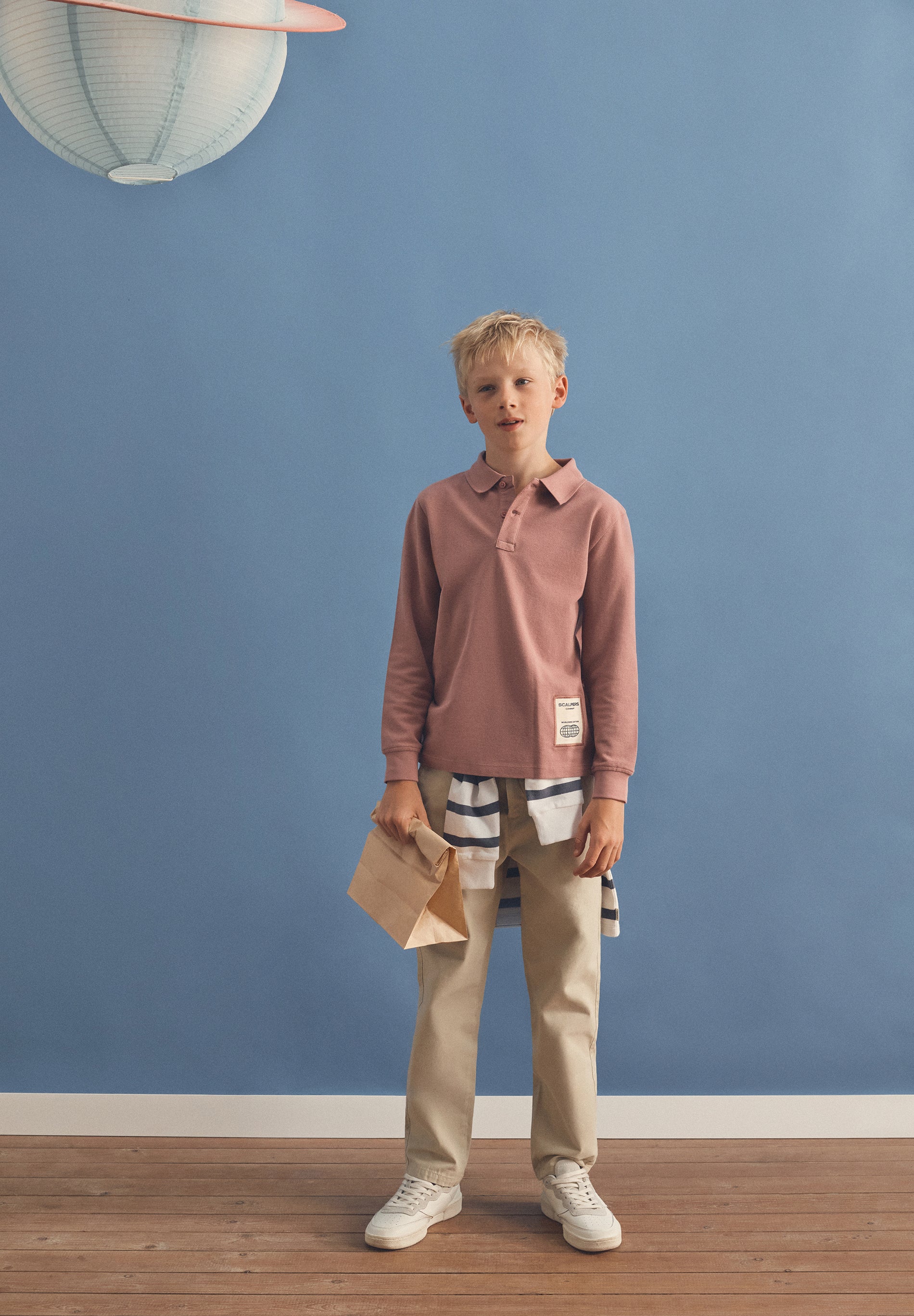 LONG SLEEVE POLO SHIRT WITH BACK PRINT