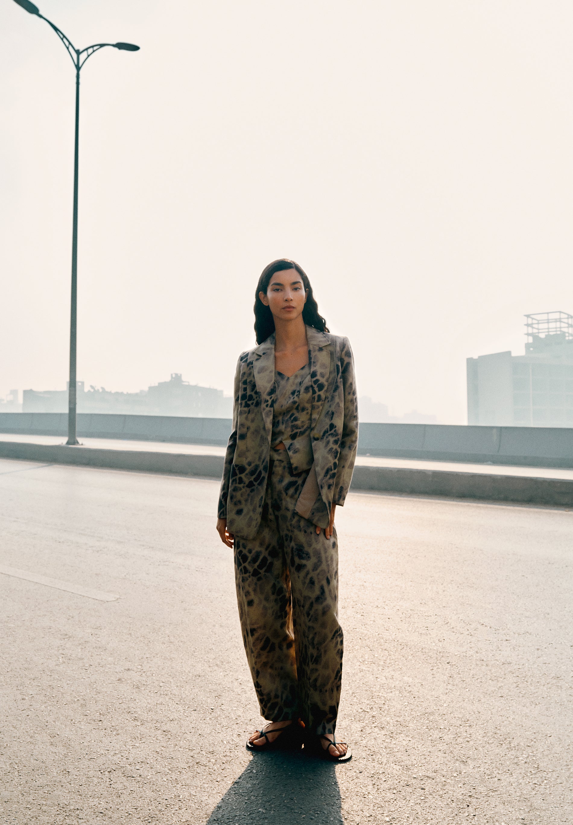 PRINTED LINEN BLAZER