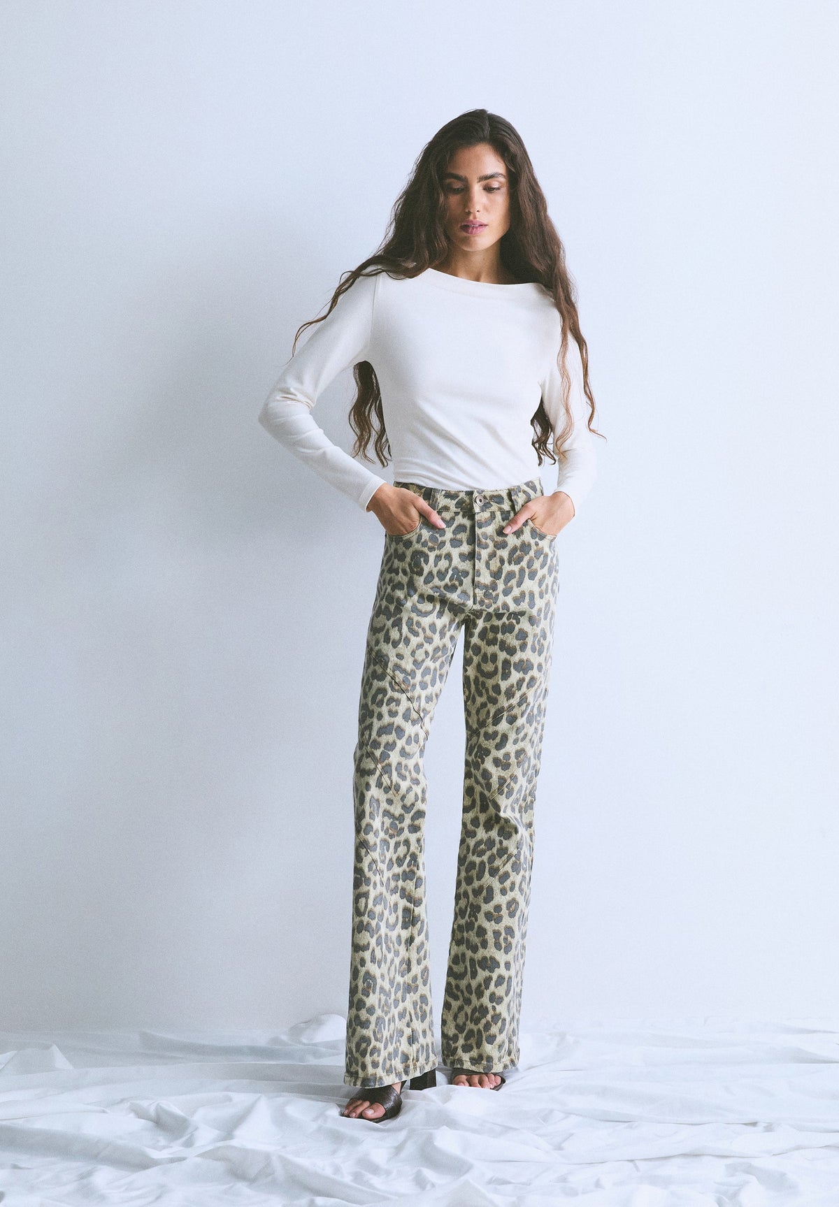 ANIMAL PRINT BOOTCUT JEANS