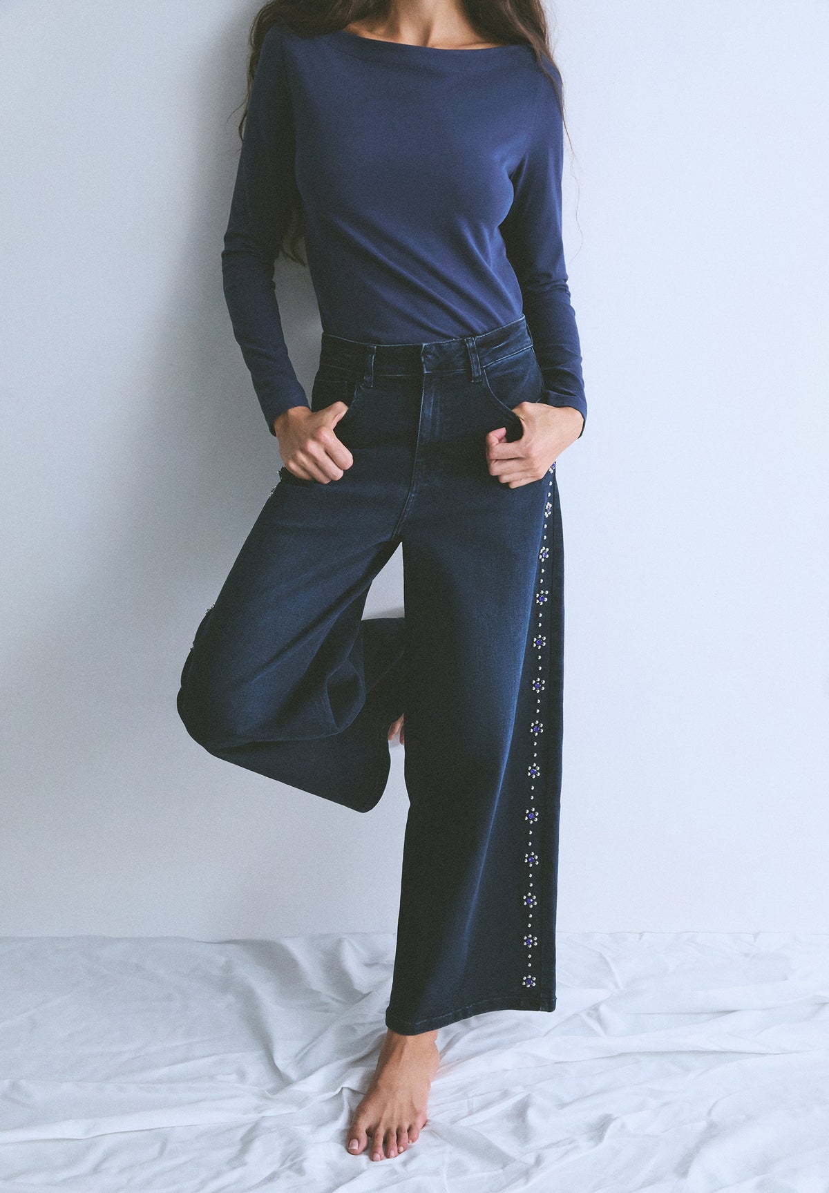 STUDDED CULOTTE JEANS