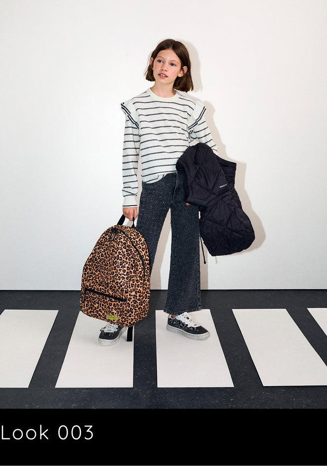 STRIPED SWEATER WITH RUFFLE