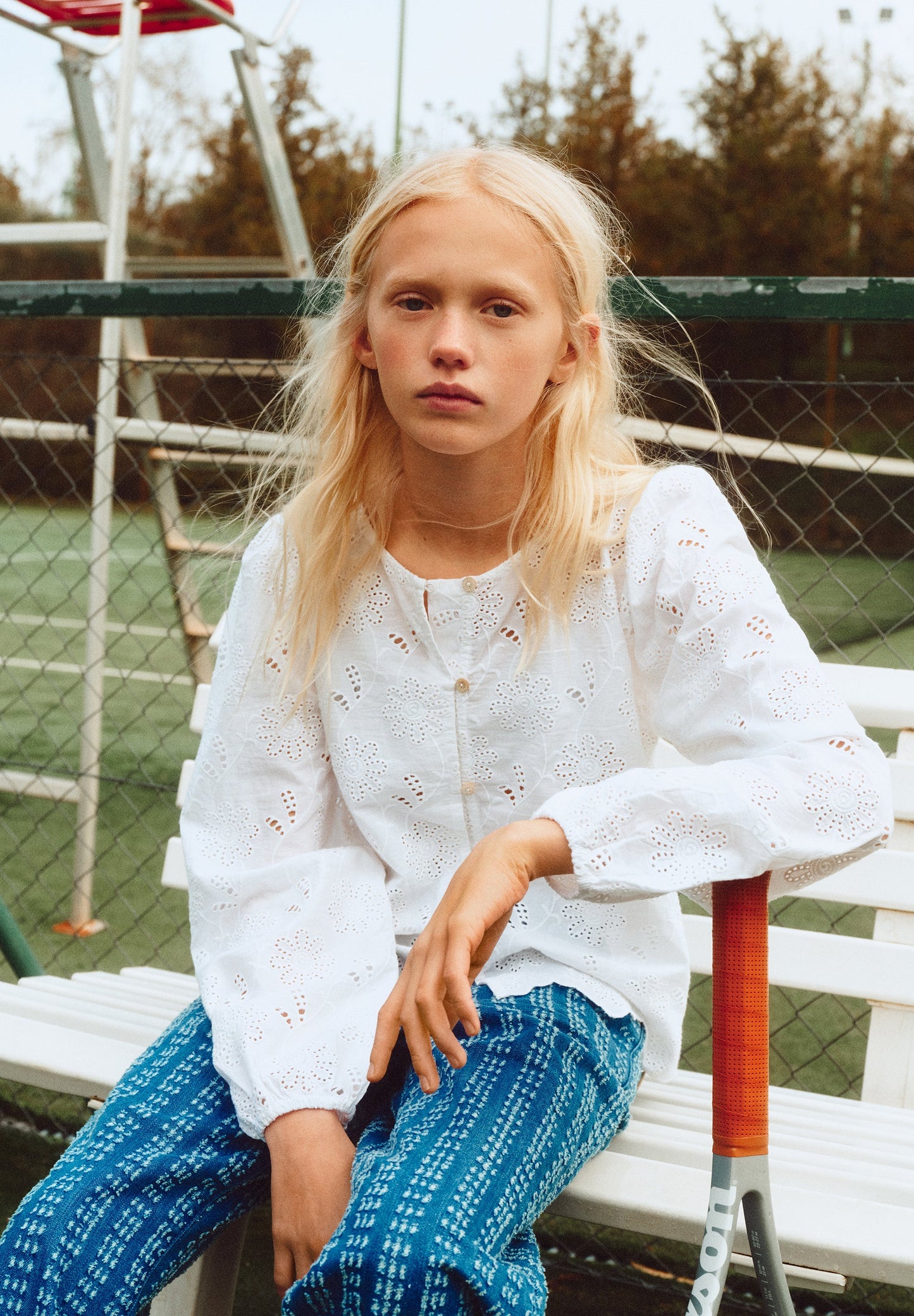 PERFORATED BLOUSE WITH BUTTONS