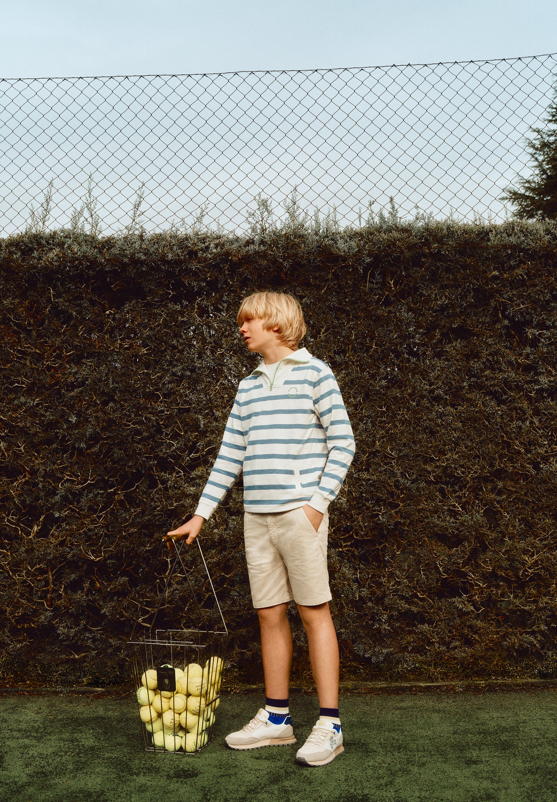 STRIPED SWEATSHIRT WITH POLO SHIRT COLLAR