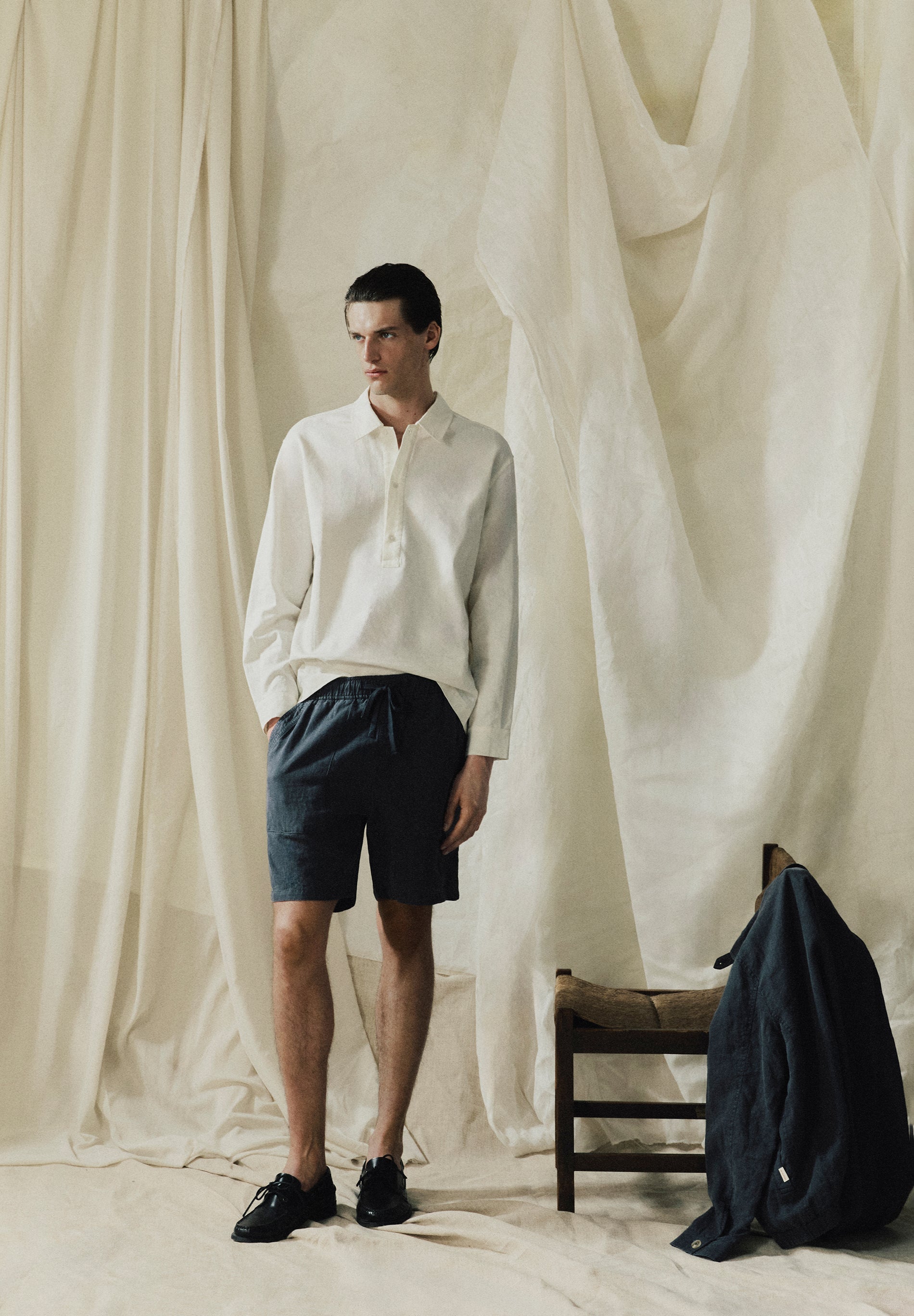 LINEN LOOSE FIT POLO SHIRT