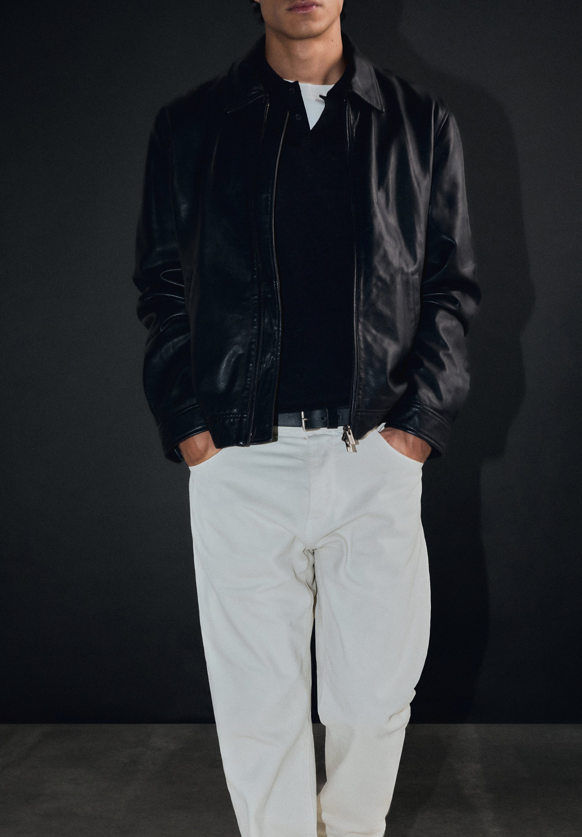 COLLARED LEATHER JACKET