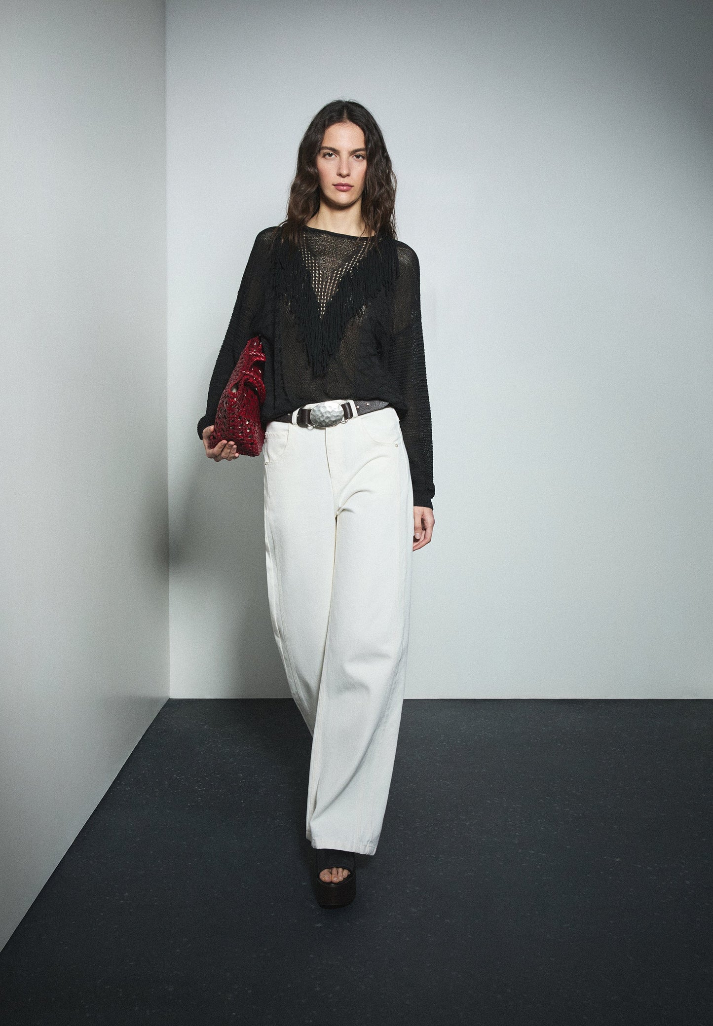 JEANS CONTRASTERENDE NAAD