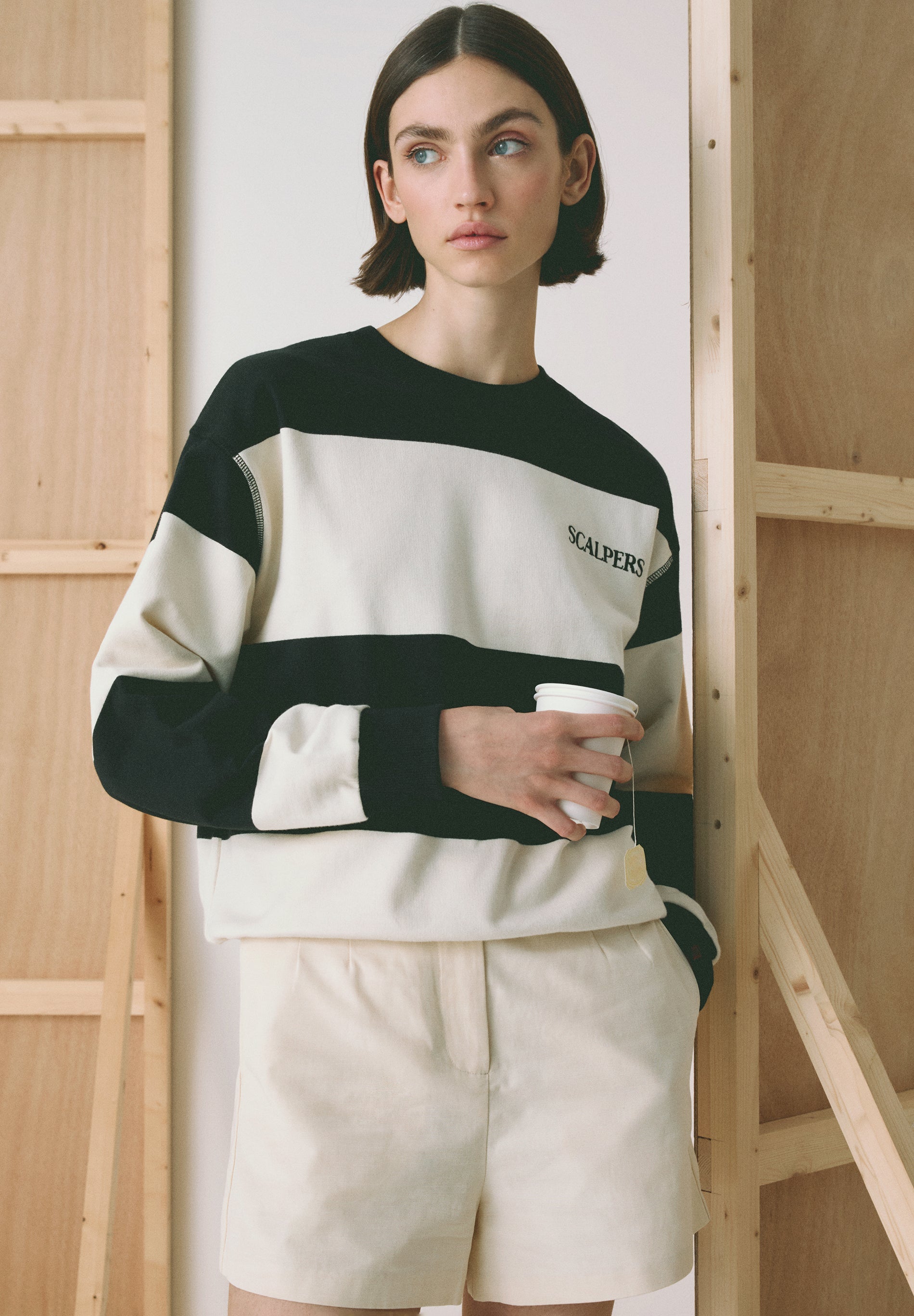 STRIPED SWEATSHIRT WITH EMBROIDERED LOGO