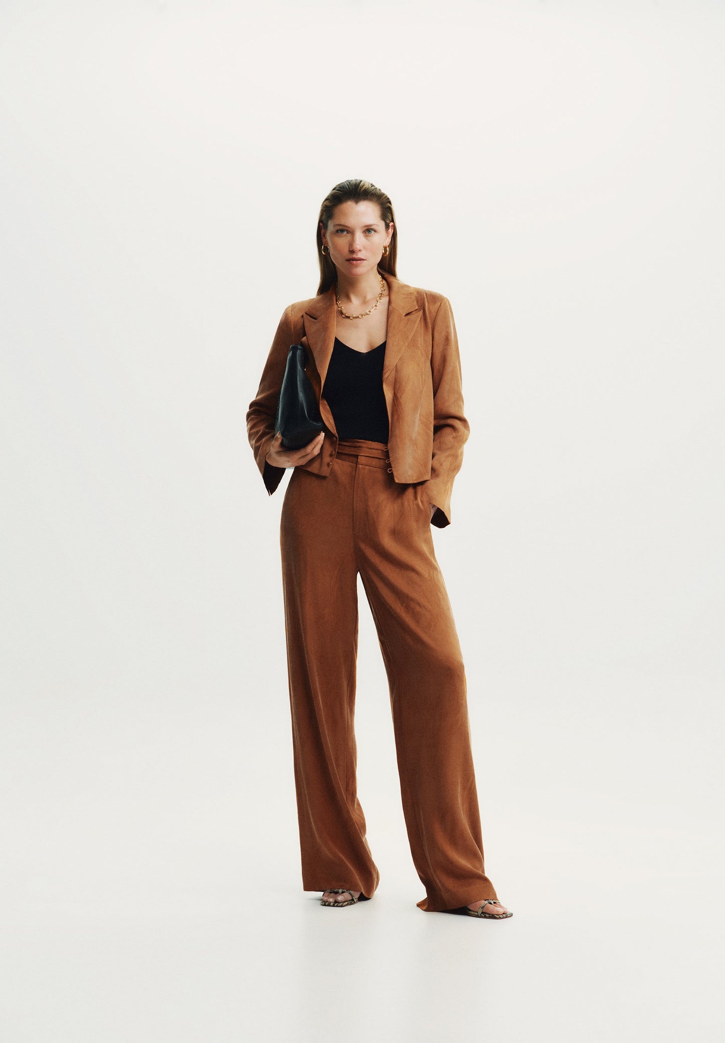 JACQUARD WIDE LEG TROUSERS