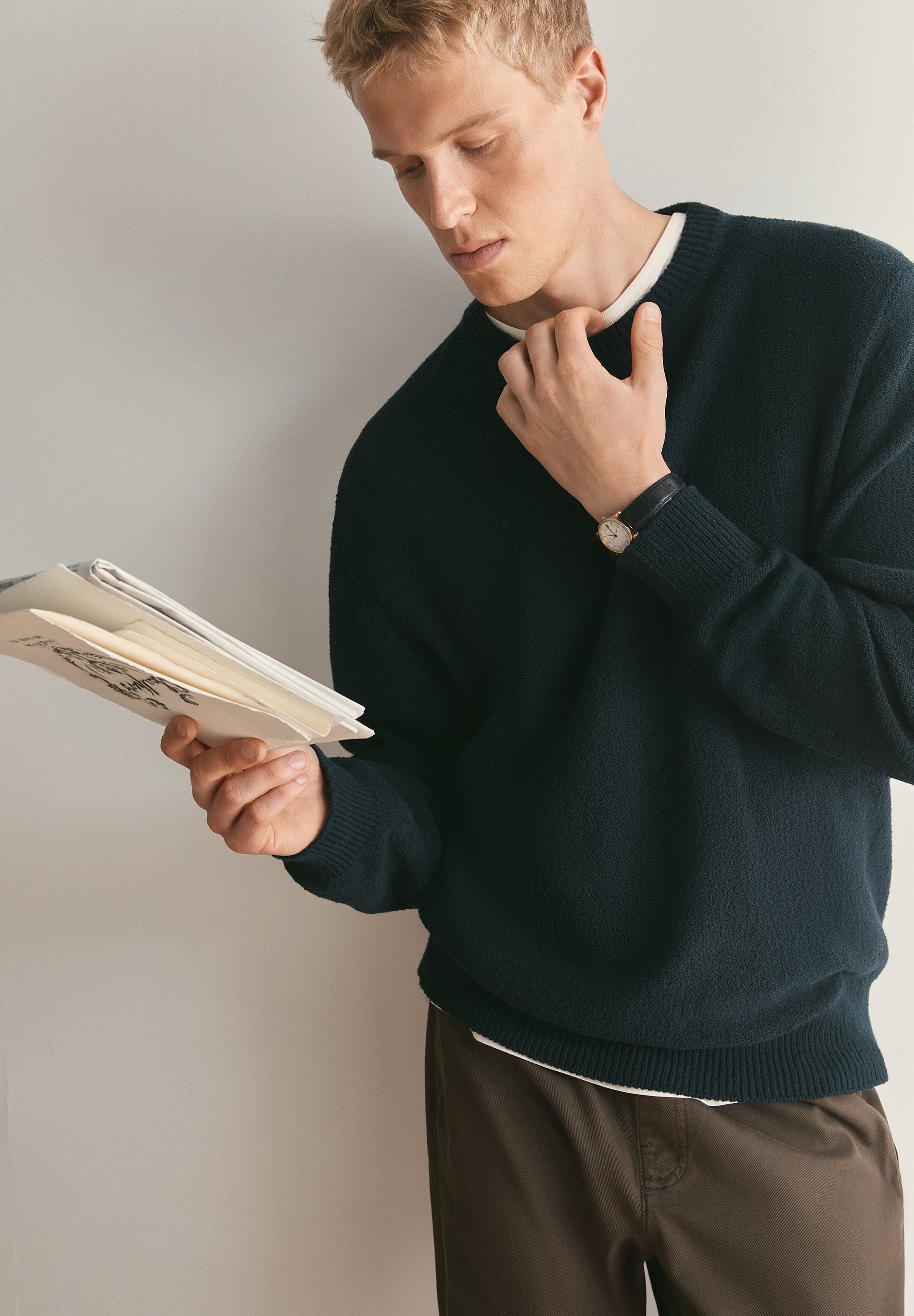 TEXTURED COTTON SWEATER
