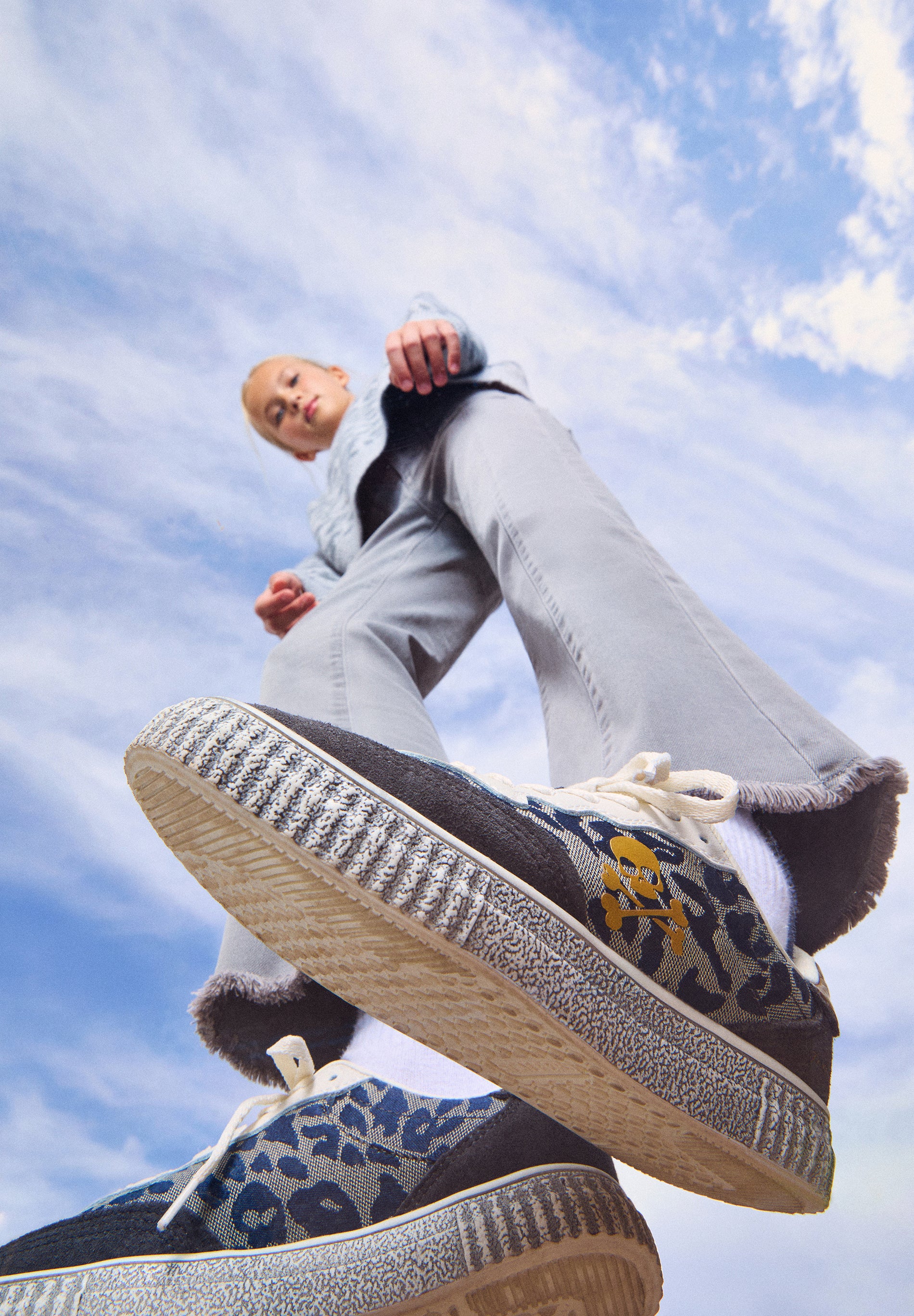 SKULL SNEAKERS WITH ANIMAL PRINT