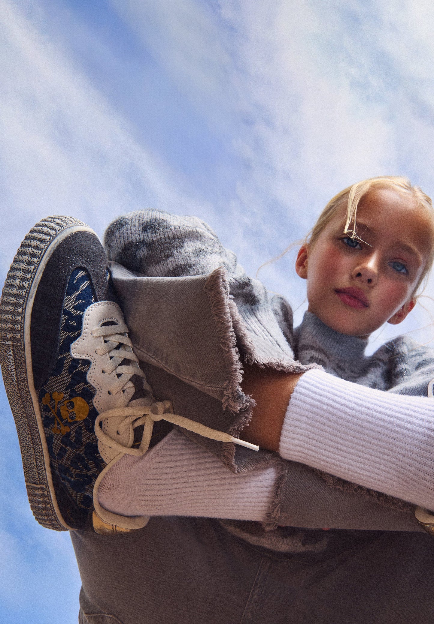 SKULL SNEAKERS WITH ANIMAL PRINT